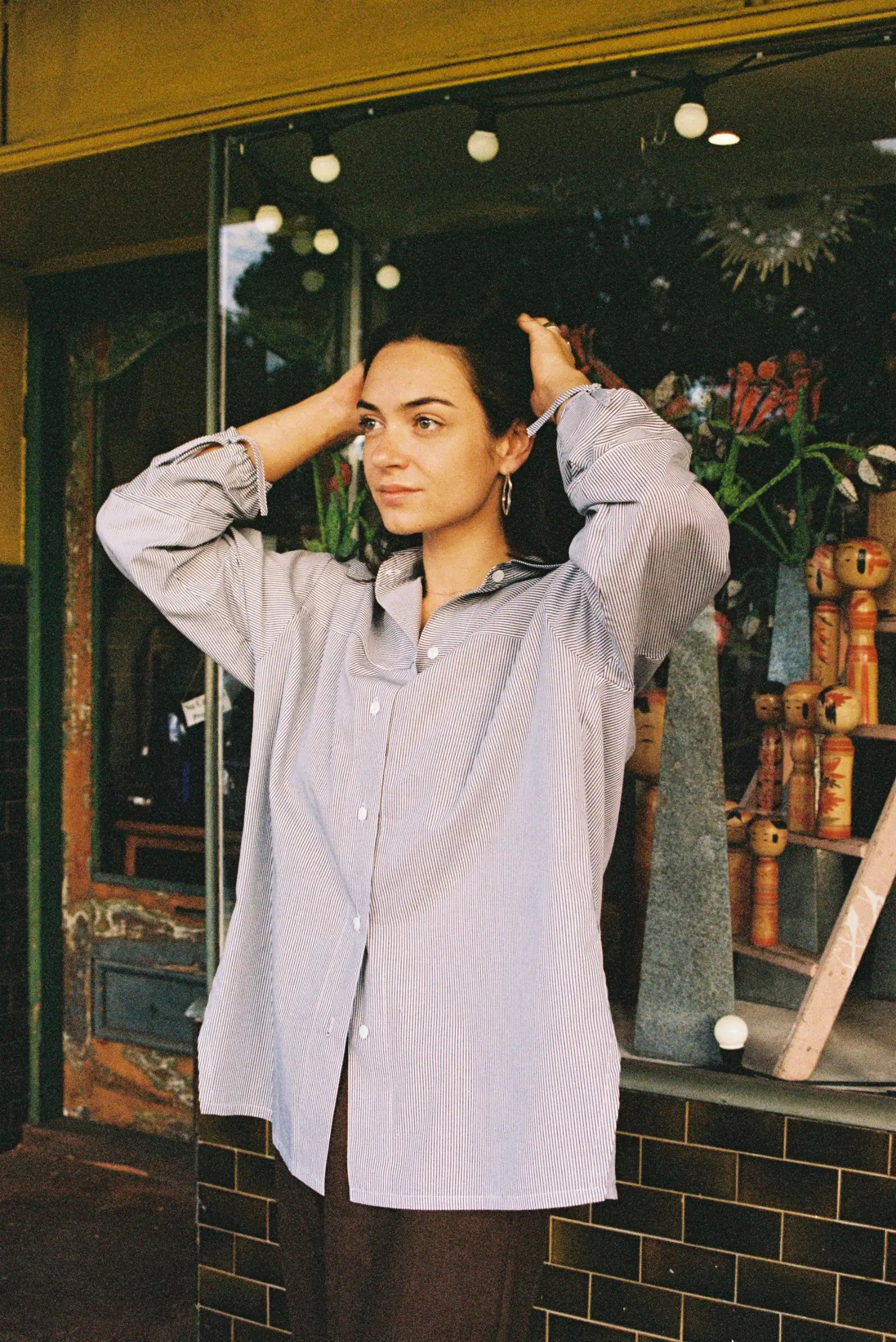 Tie-Sleeve Boyfriend Shirt