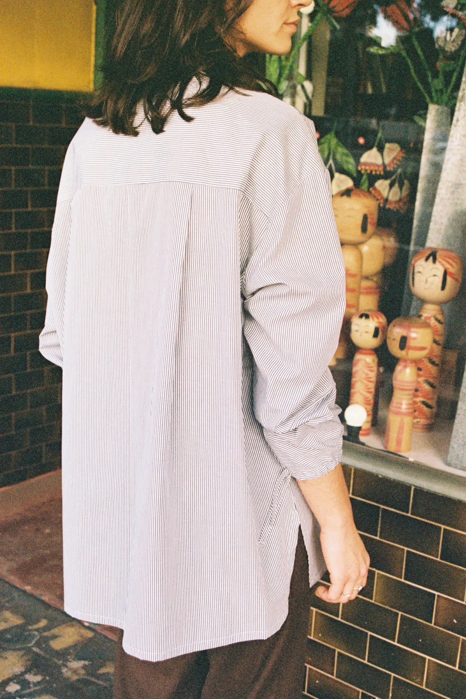 Tie-Sleeve Boyfriend Shirt