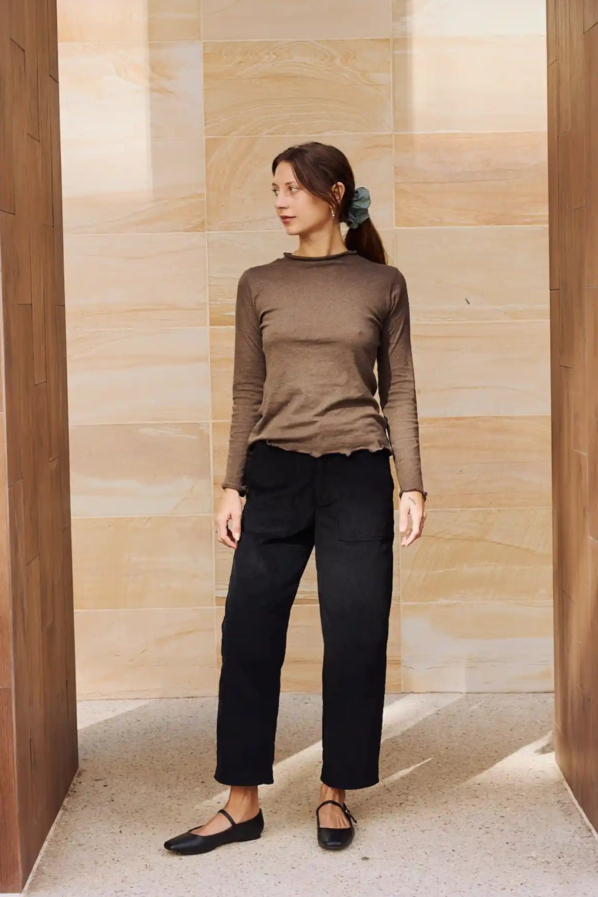 Organic Cotton Long Sleeve Tee | Brown