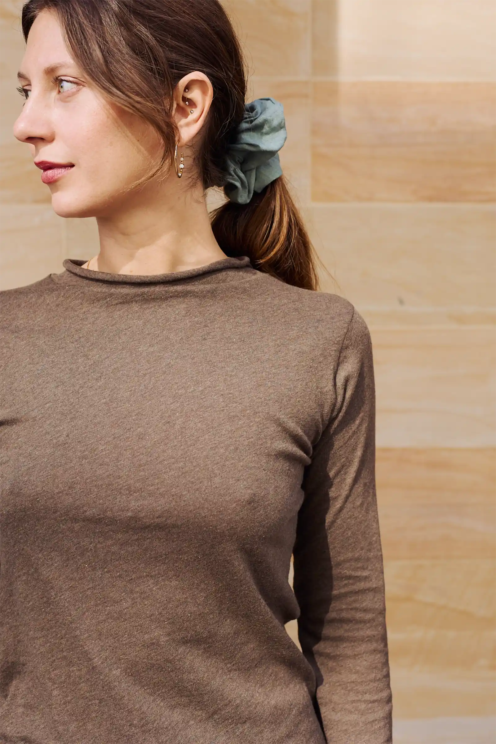 Organic Cotton Long Sleeve Tee | Brown