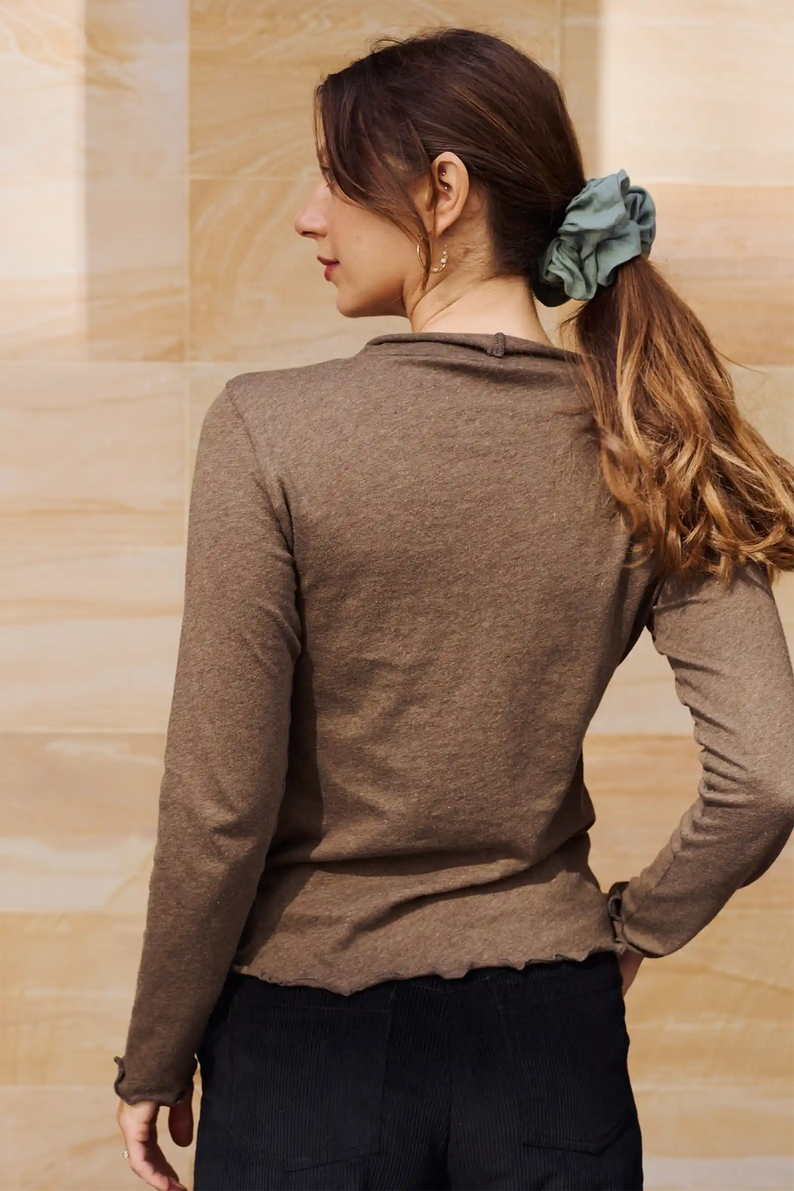 Organic Cotton Long Sleeve Tee | Brown