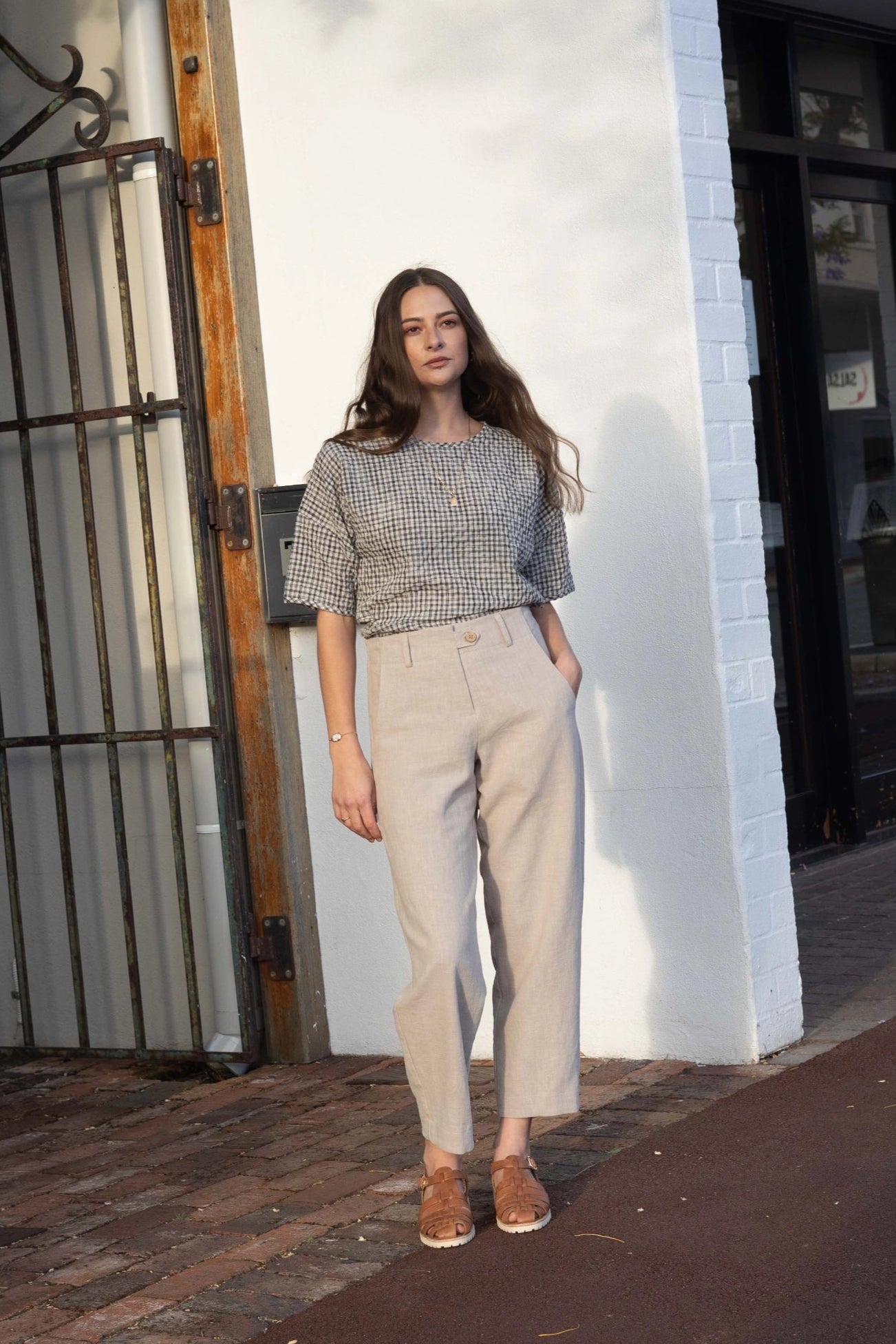 Linen Barrel Leg Pant | Sand