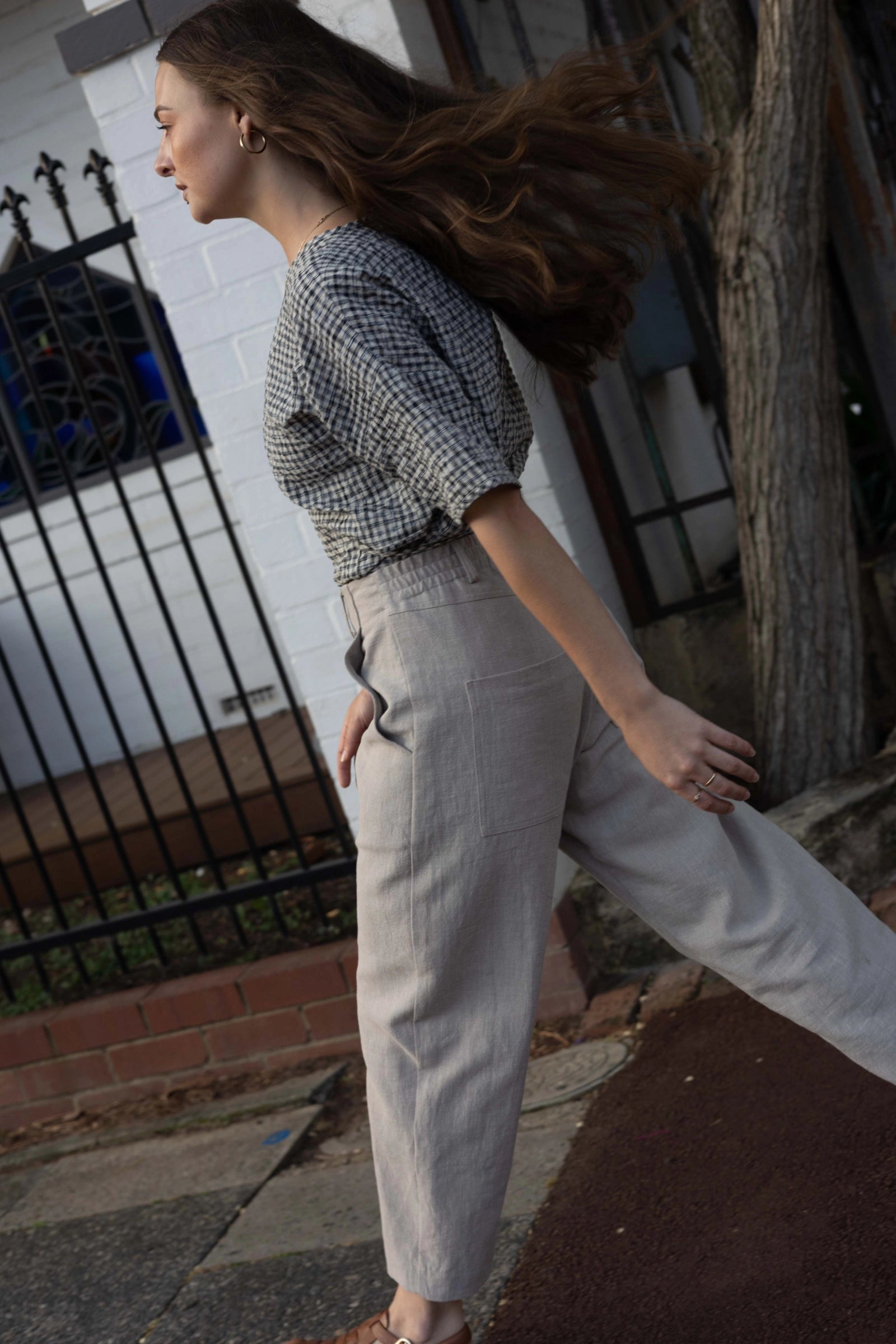 Linen Barrel Leg Pant | Sand