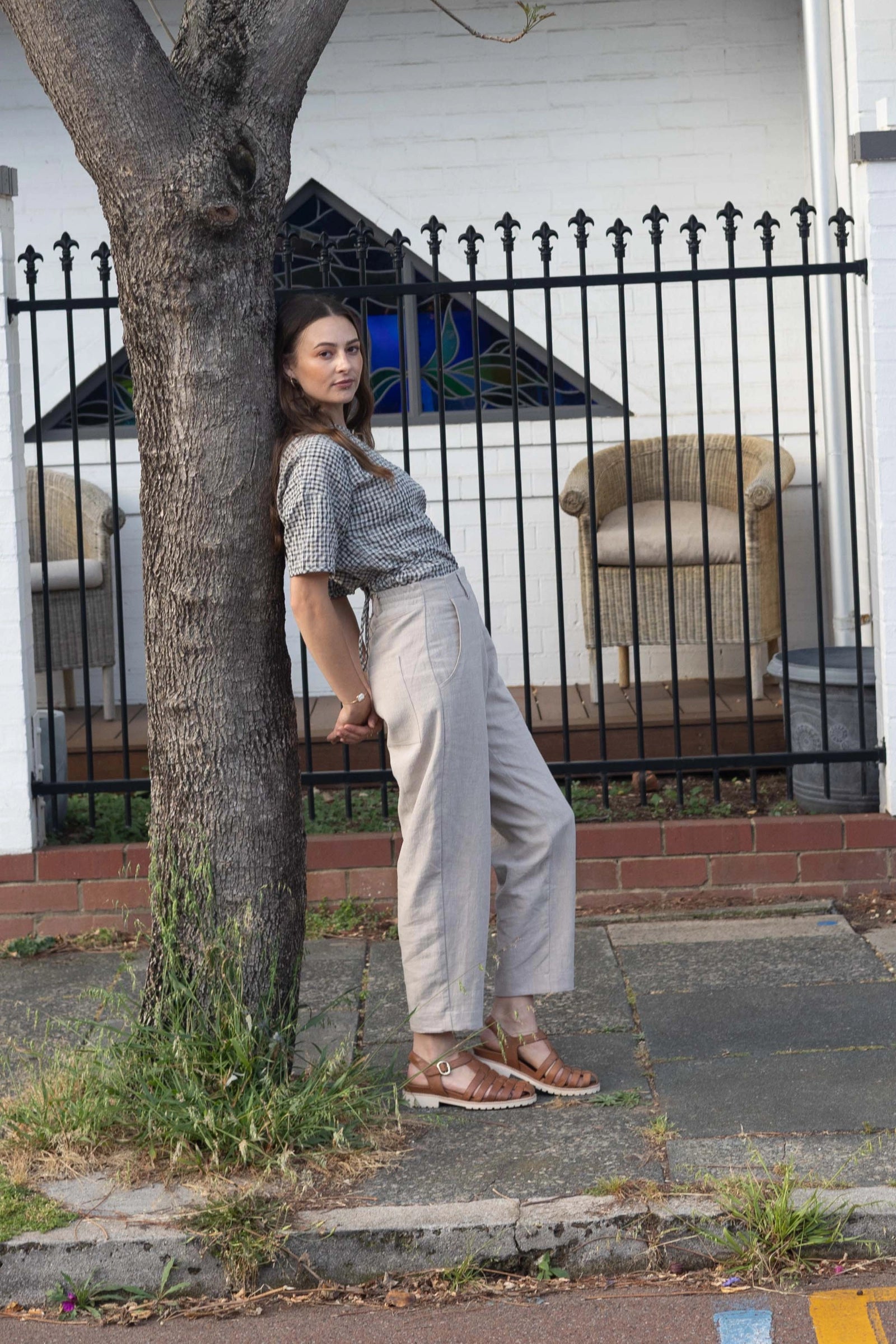 Linen Barrel Leg Pant | Sand