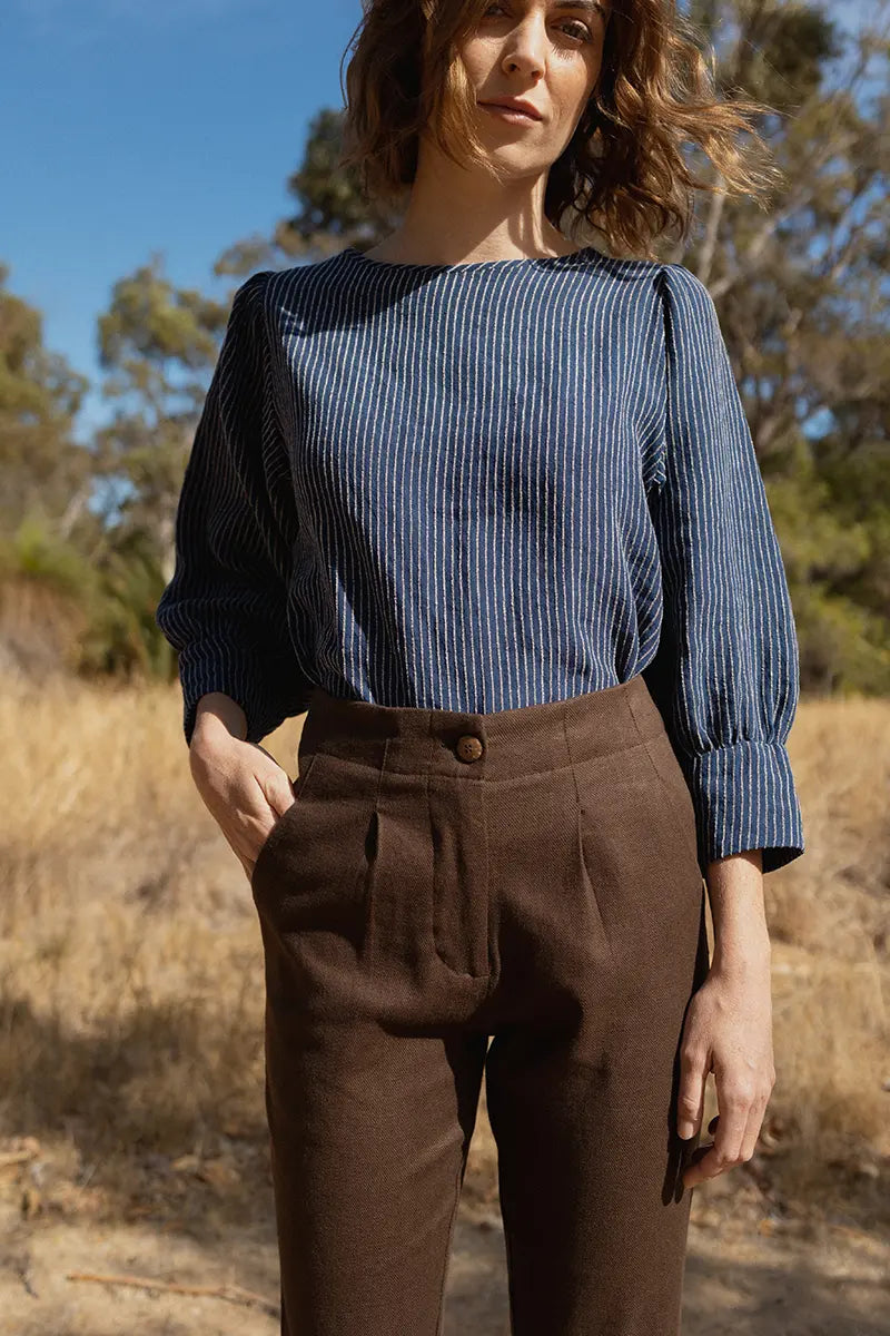 Blue and White Stripe Top