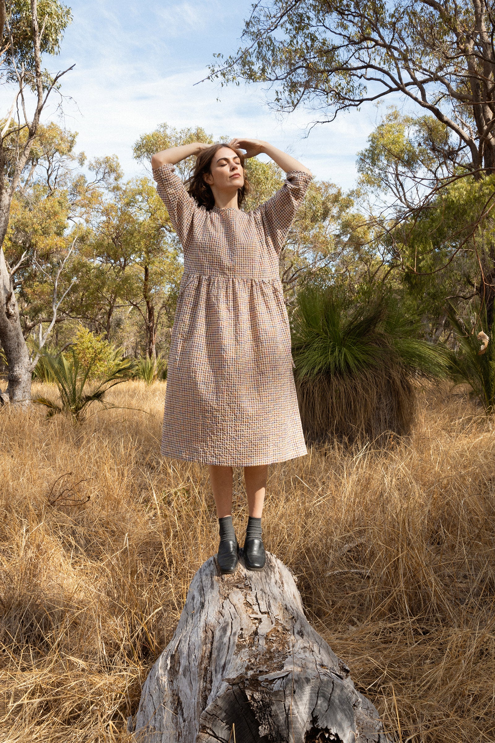 Gather Dress | Multi Colour Gingham