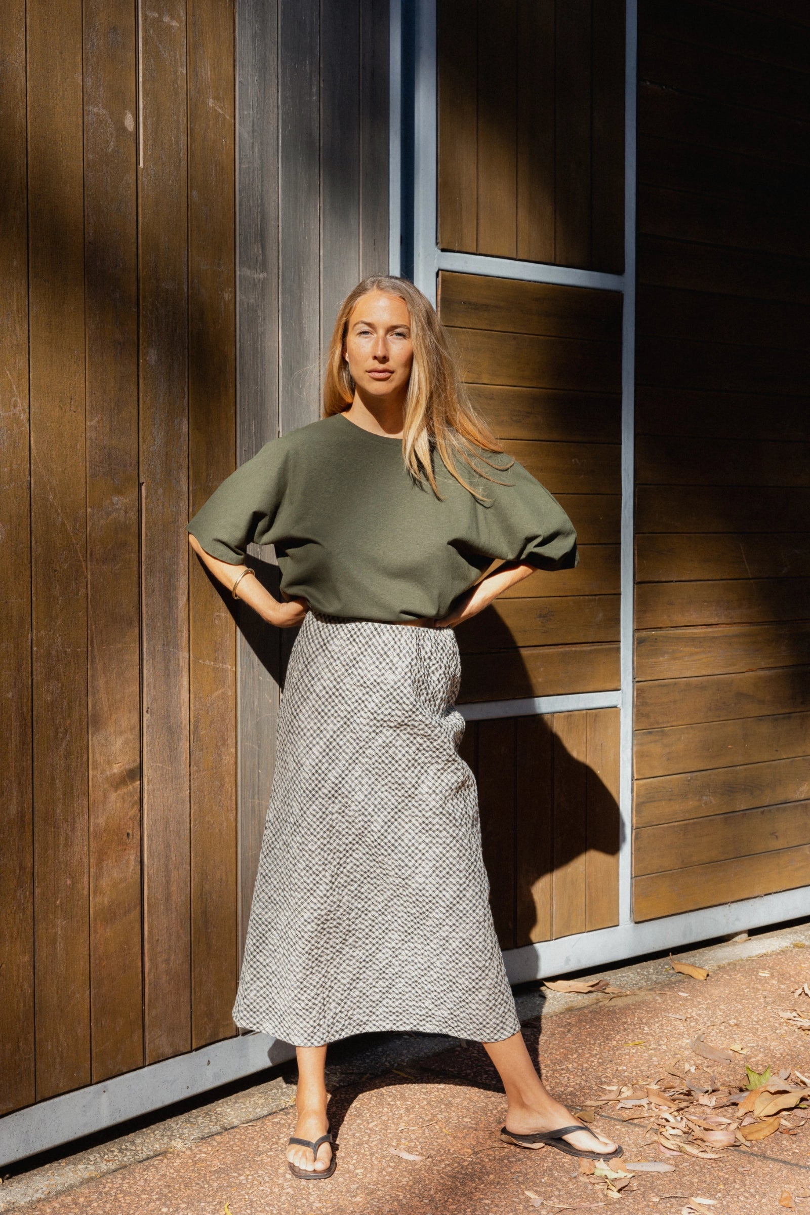 A-Line Bias Skirt | Black and White Gingham