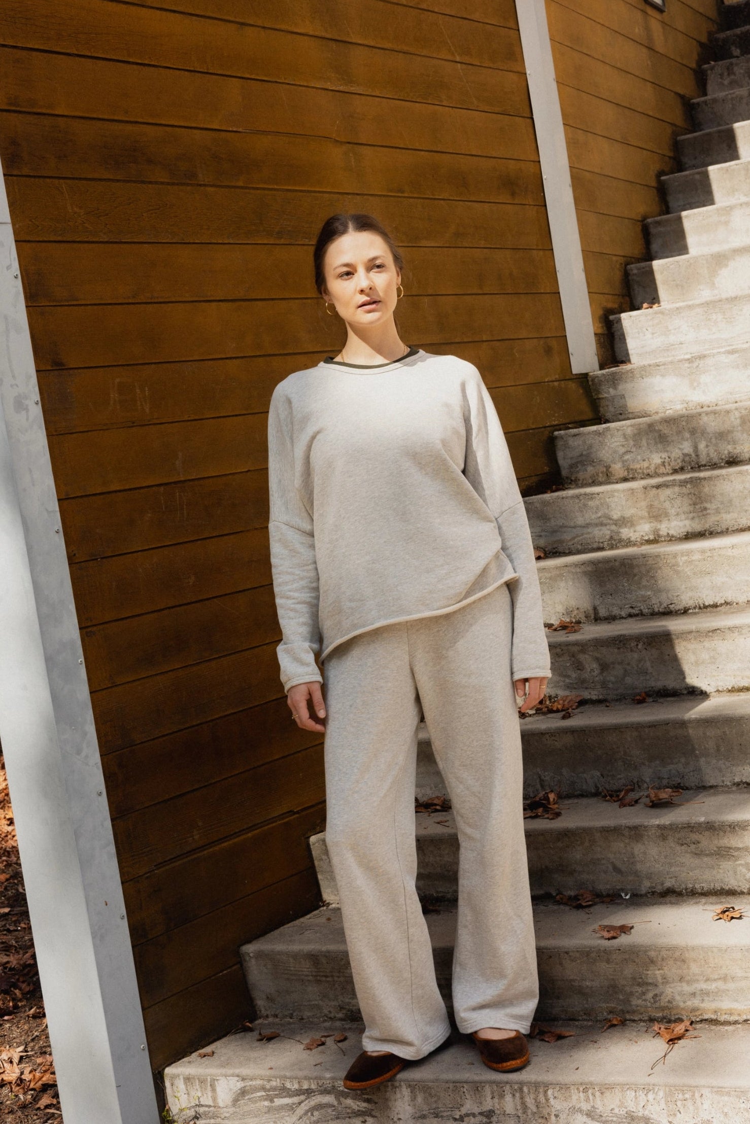 Organic Cotton Fleece Track Pant Grey Marl