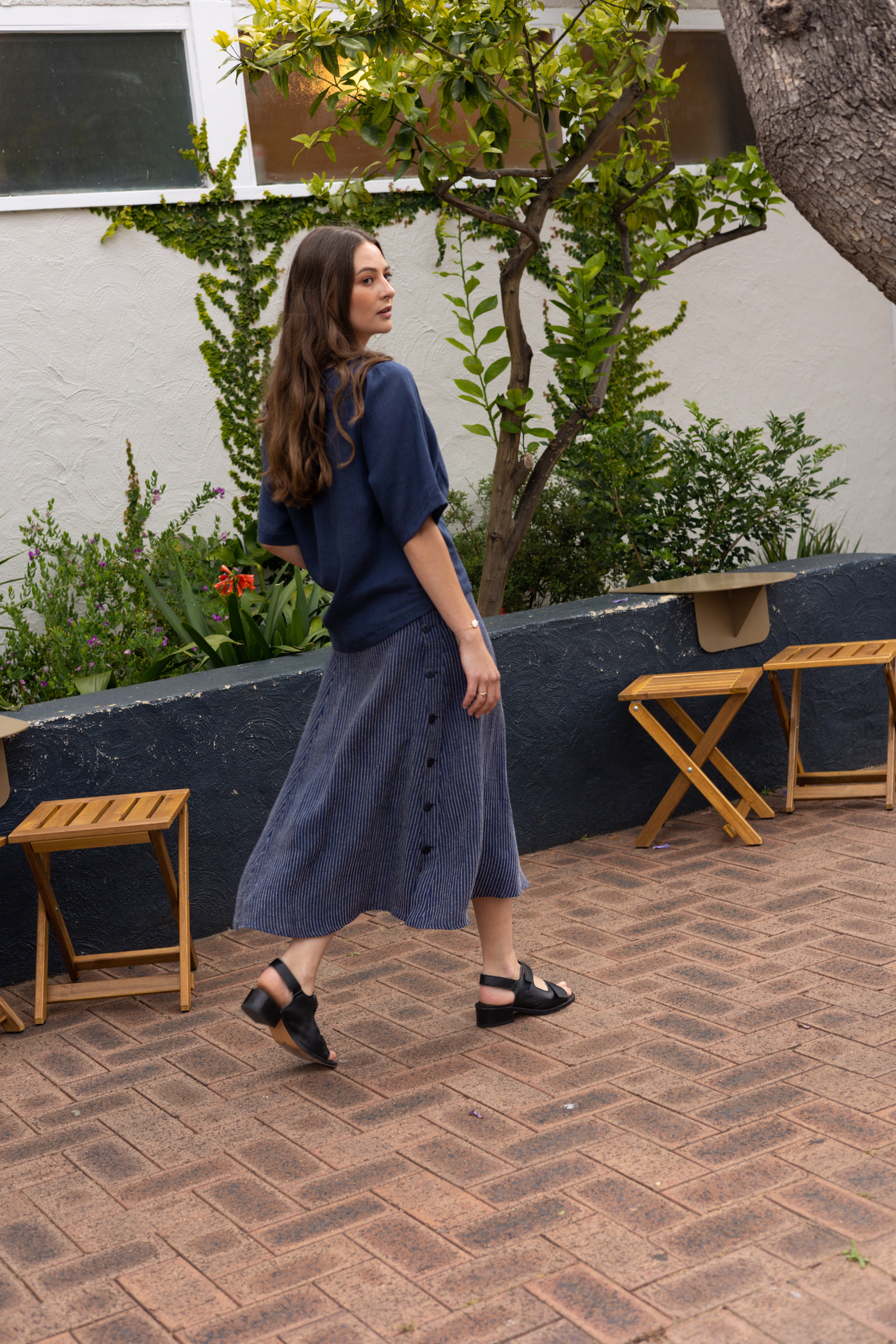Blue and White Stripe Skirt