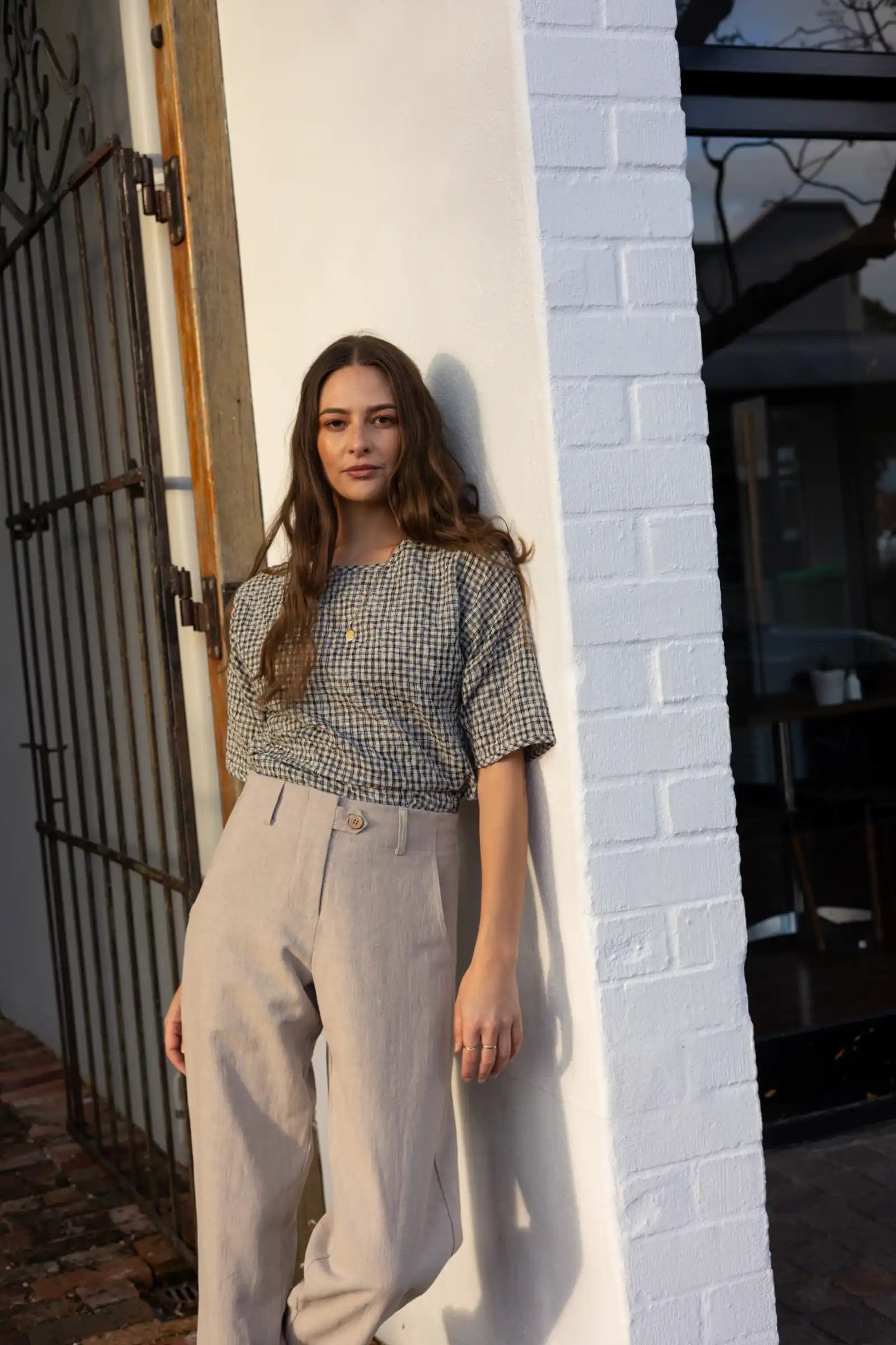 Linen Barrel Leg Pant | Sand