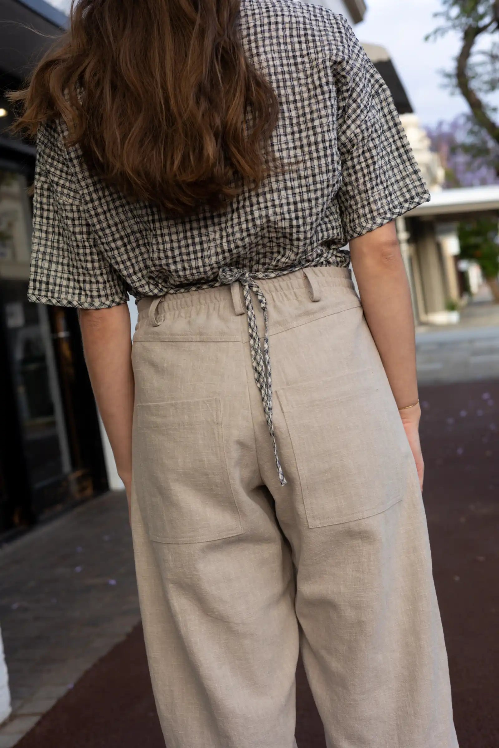 Linen Barrel Leg Pant | Sand