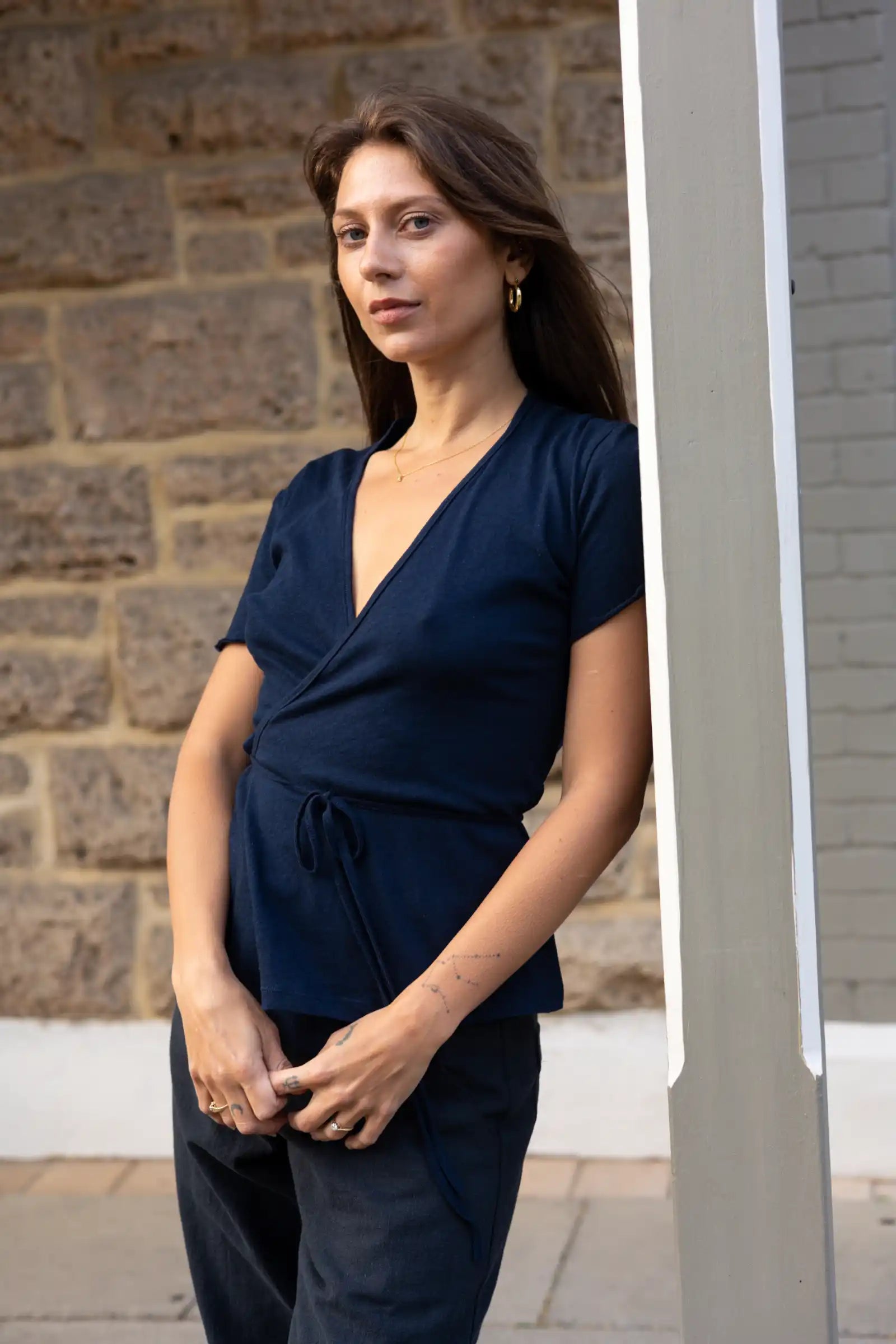Organic Cotton Wrap Tee | Indigo