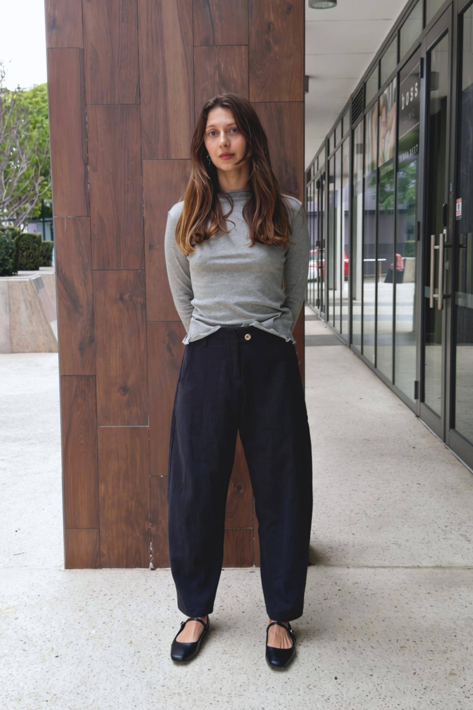 Linen Barrel Leg Pant | Black