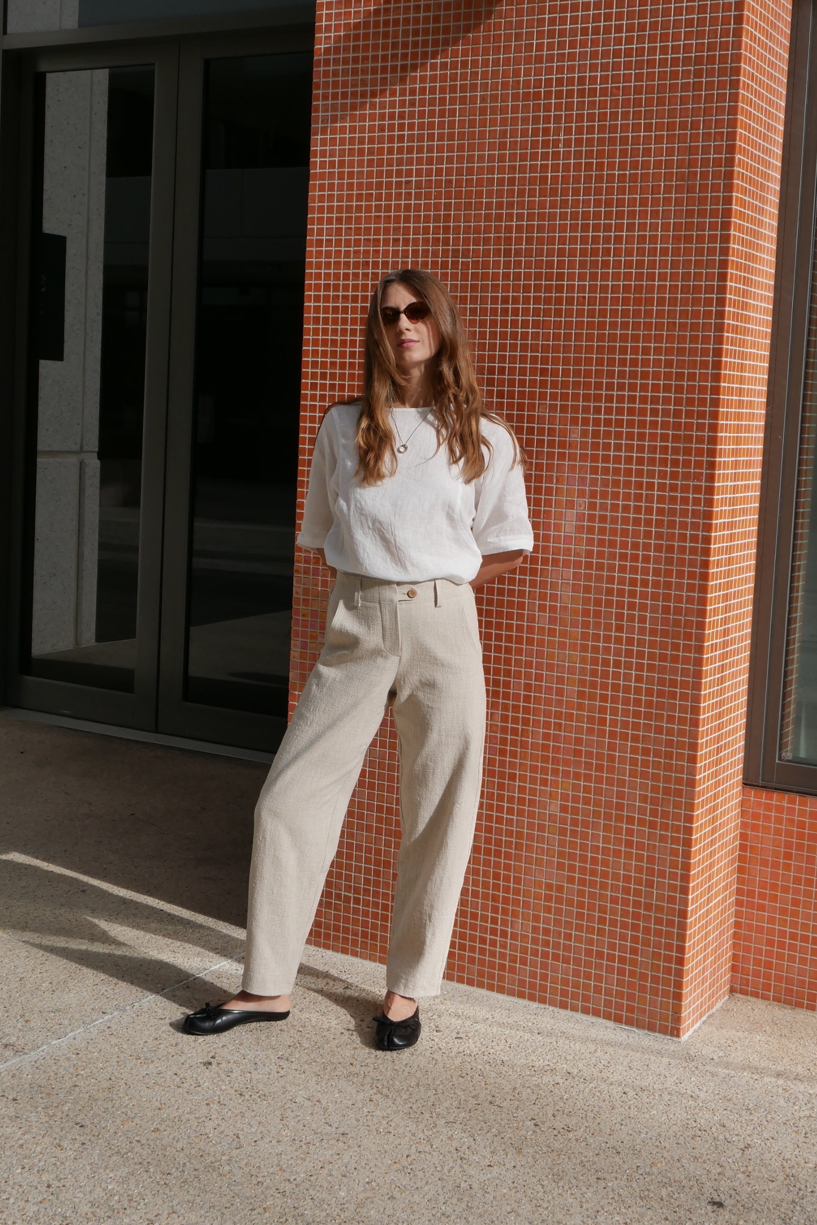 Linen Barrel Leg Pant | Oatmeal