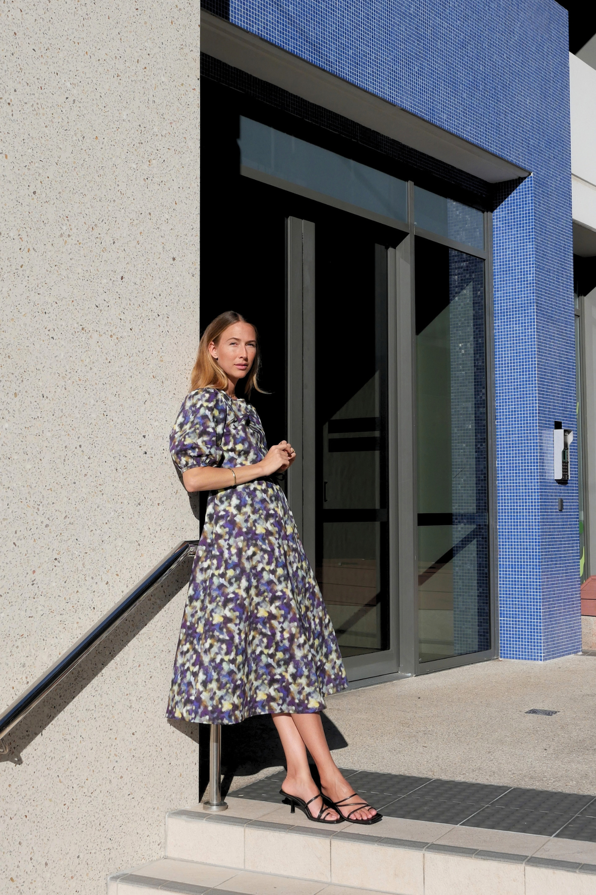 Puff Sleeve A-Line Dress | Purple