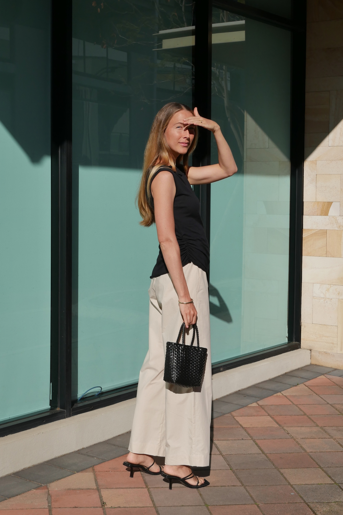 Side Tie Pant | Sand Cotton