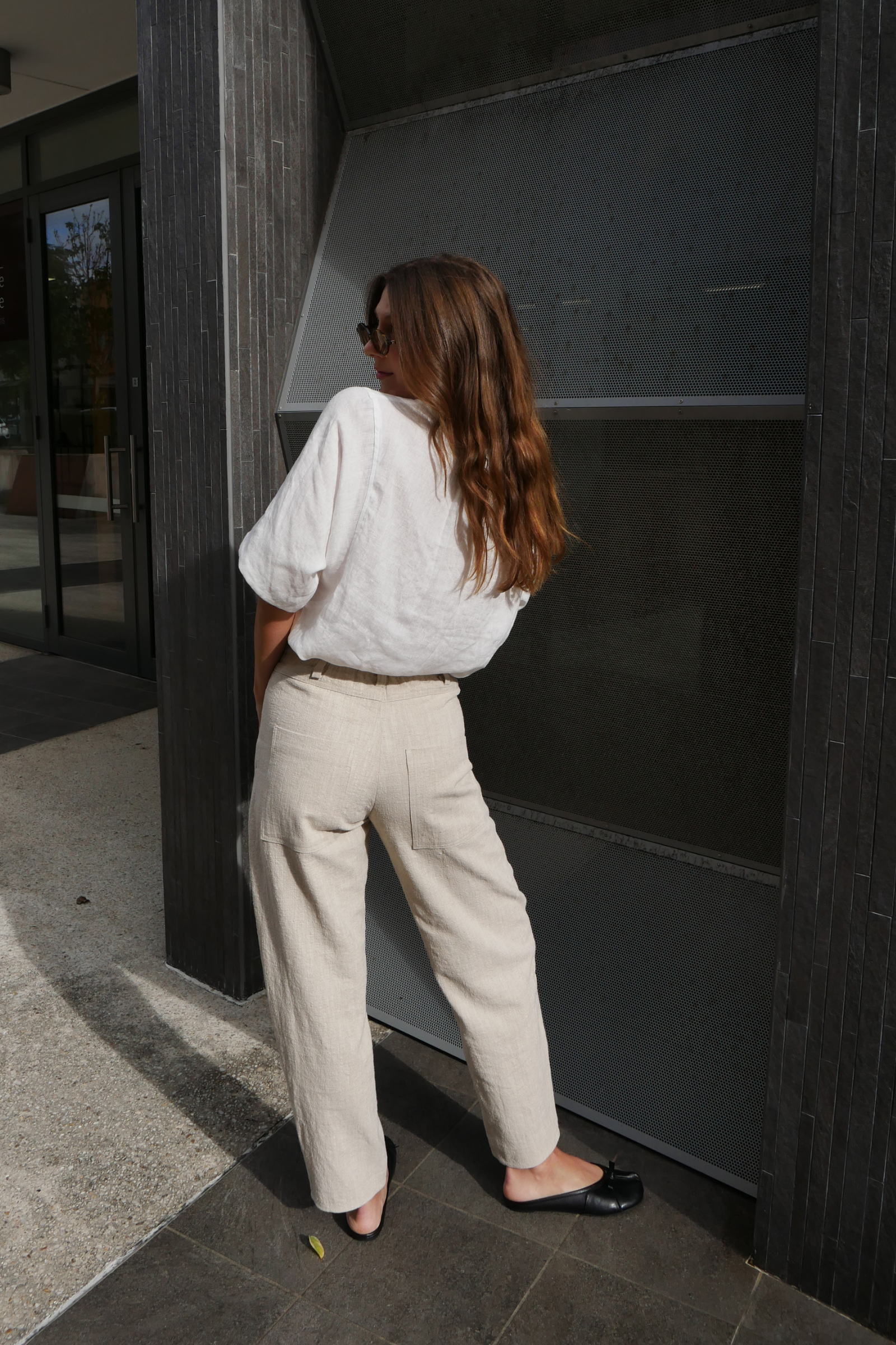 Linen Barrel Leg Pant | Oatmeal