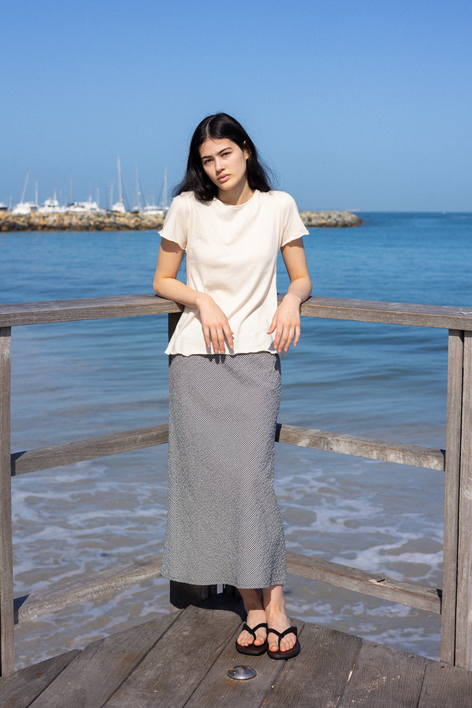 A-Line Bias Skirt | Black and White Check