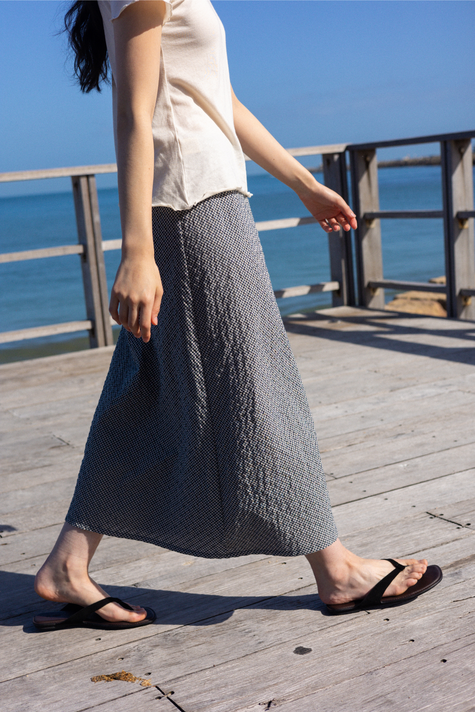 A-Line Bias Skirt | Black and White Check