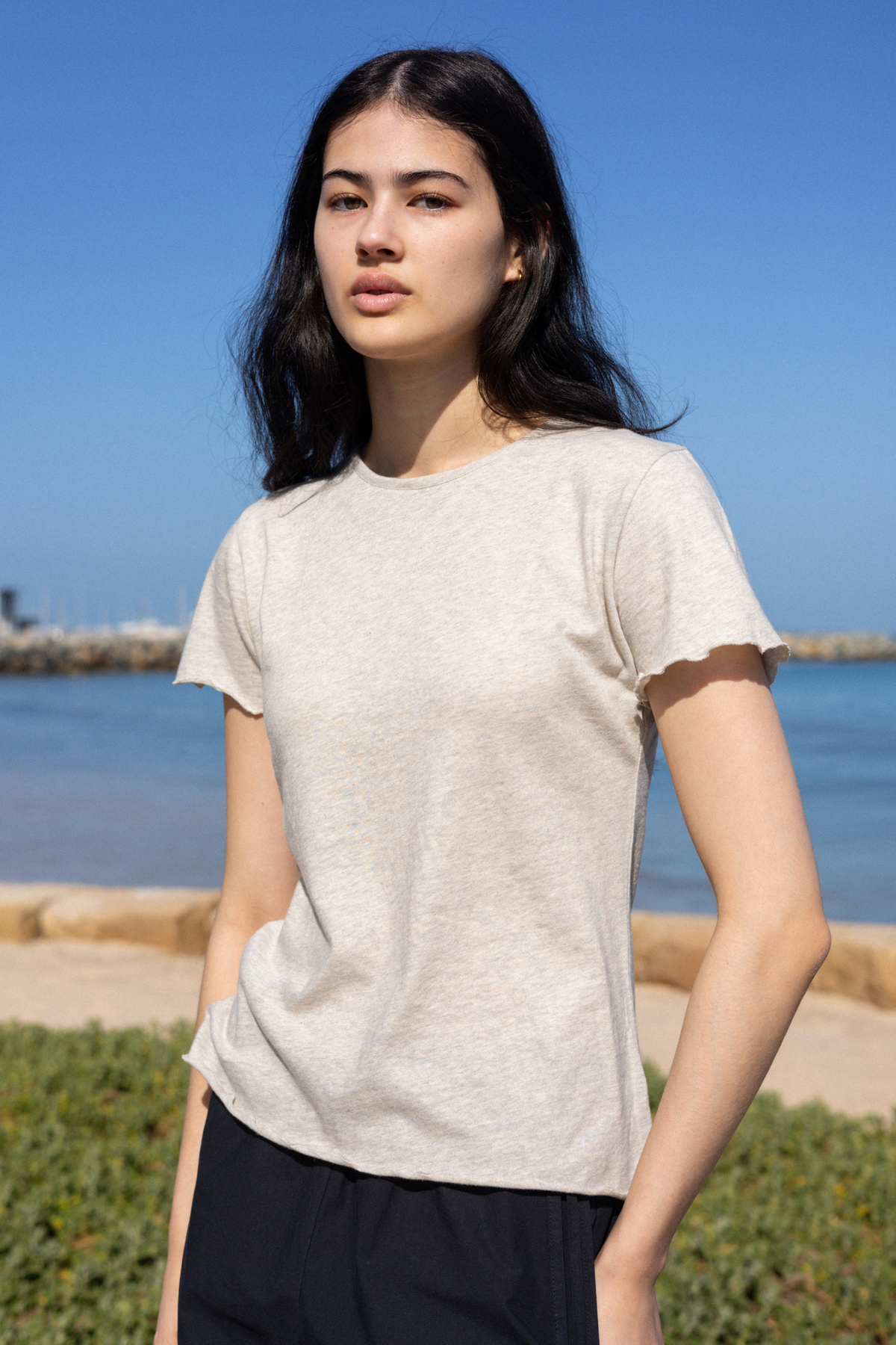 Organic Cotton Light Tee | Cream Marle