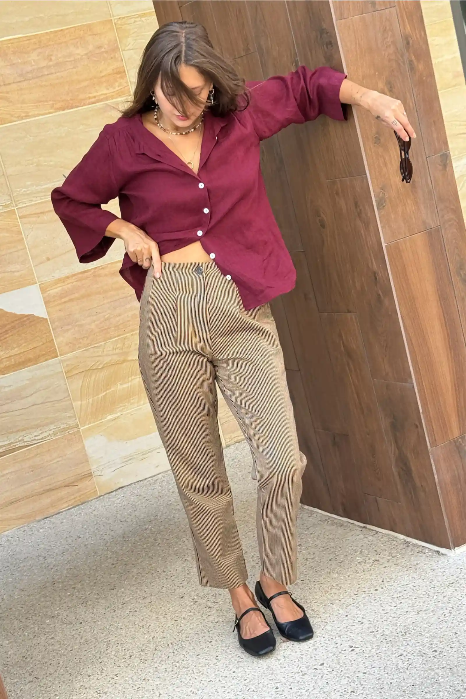 Raised Trouser | Pencil Stripe Denim