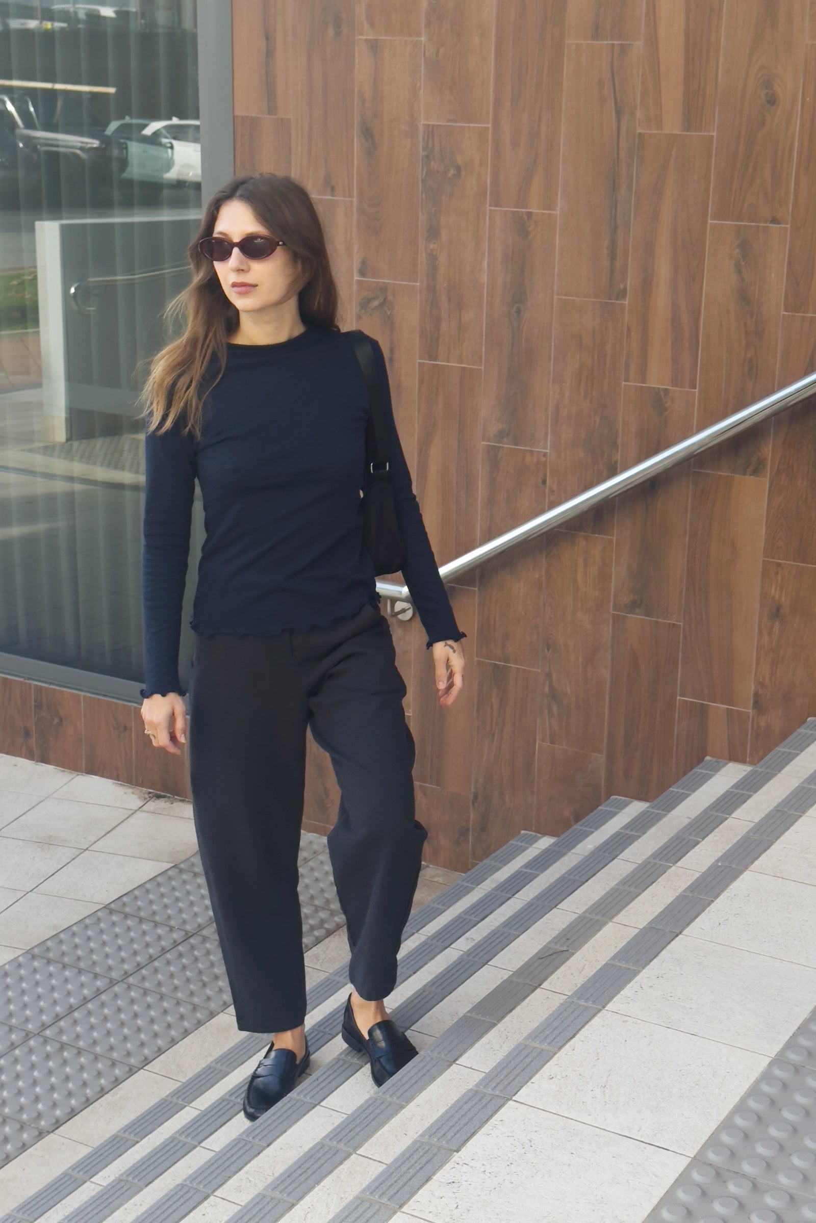 Linen Barrel Leg Pant | Black