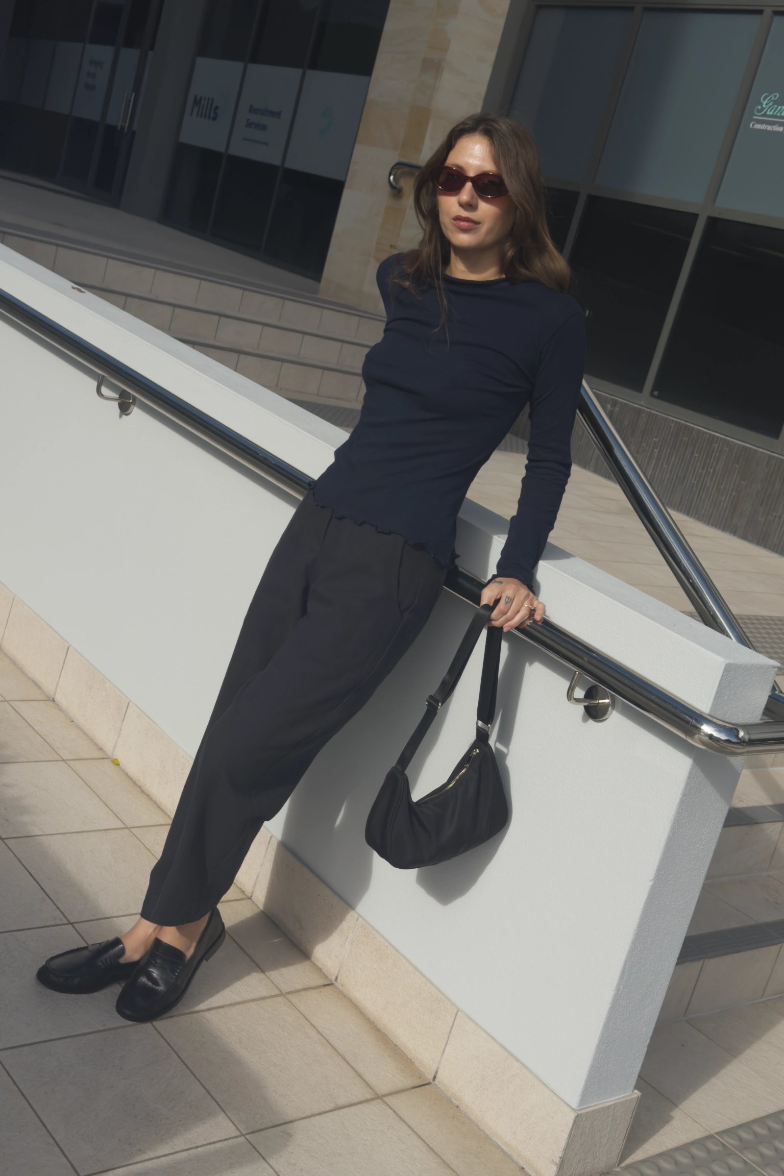 Linen Barrel Leg Pant | Black