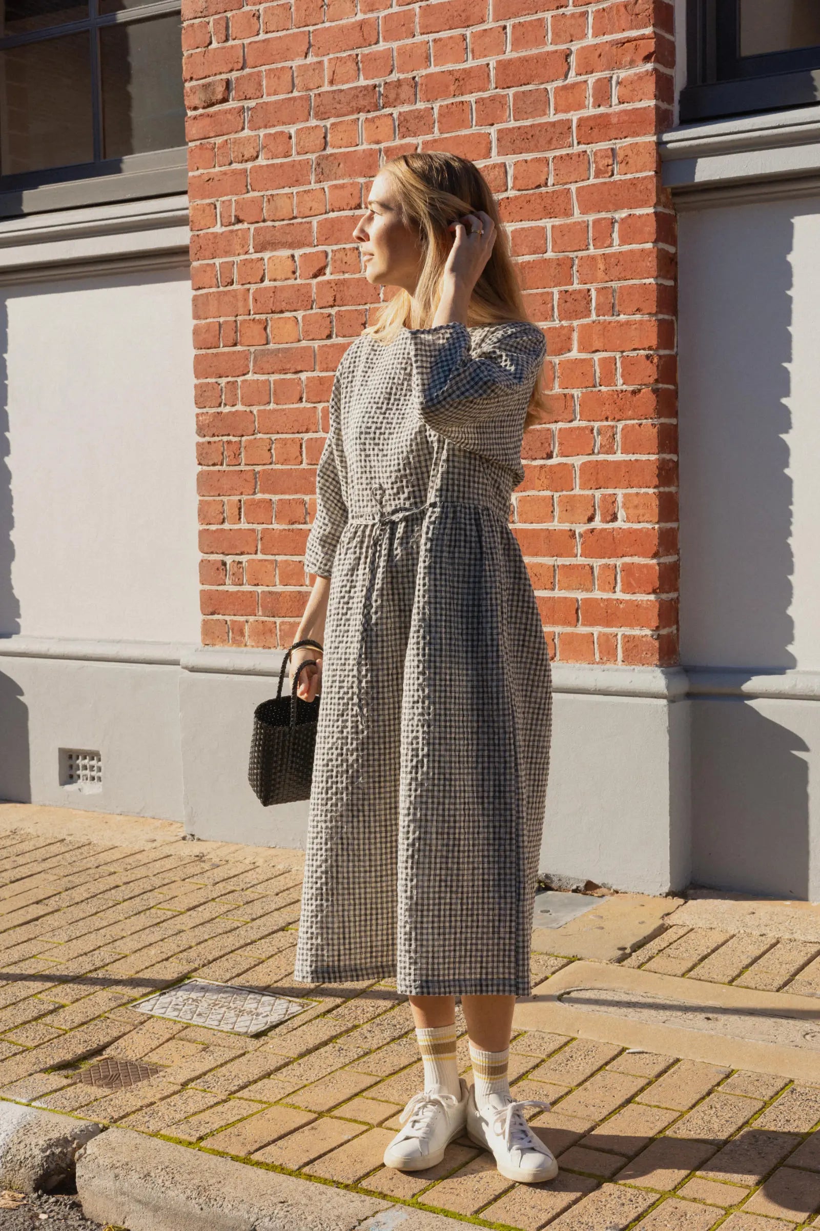 Gather Dress Black and White Gingham