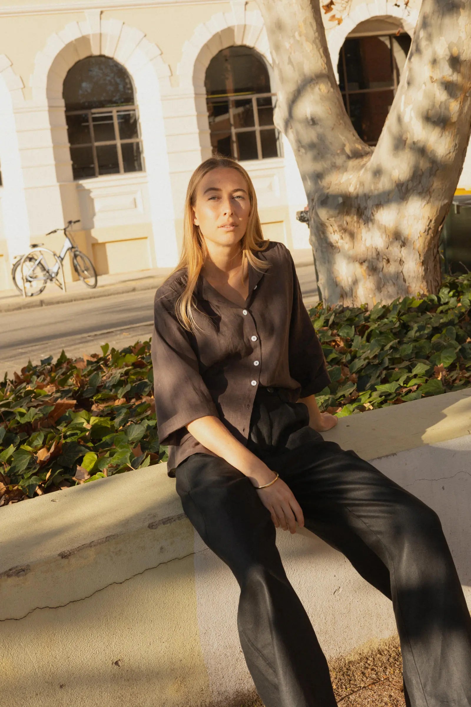 Relaxed Tailored Trouser | Black Linen