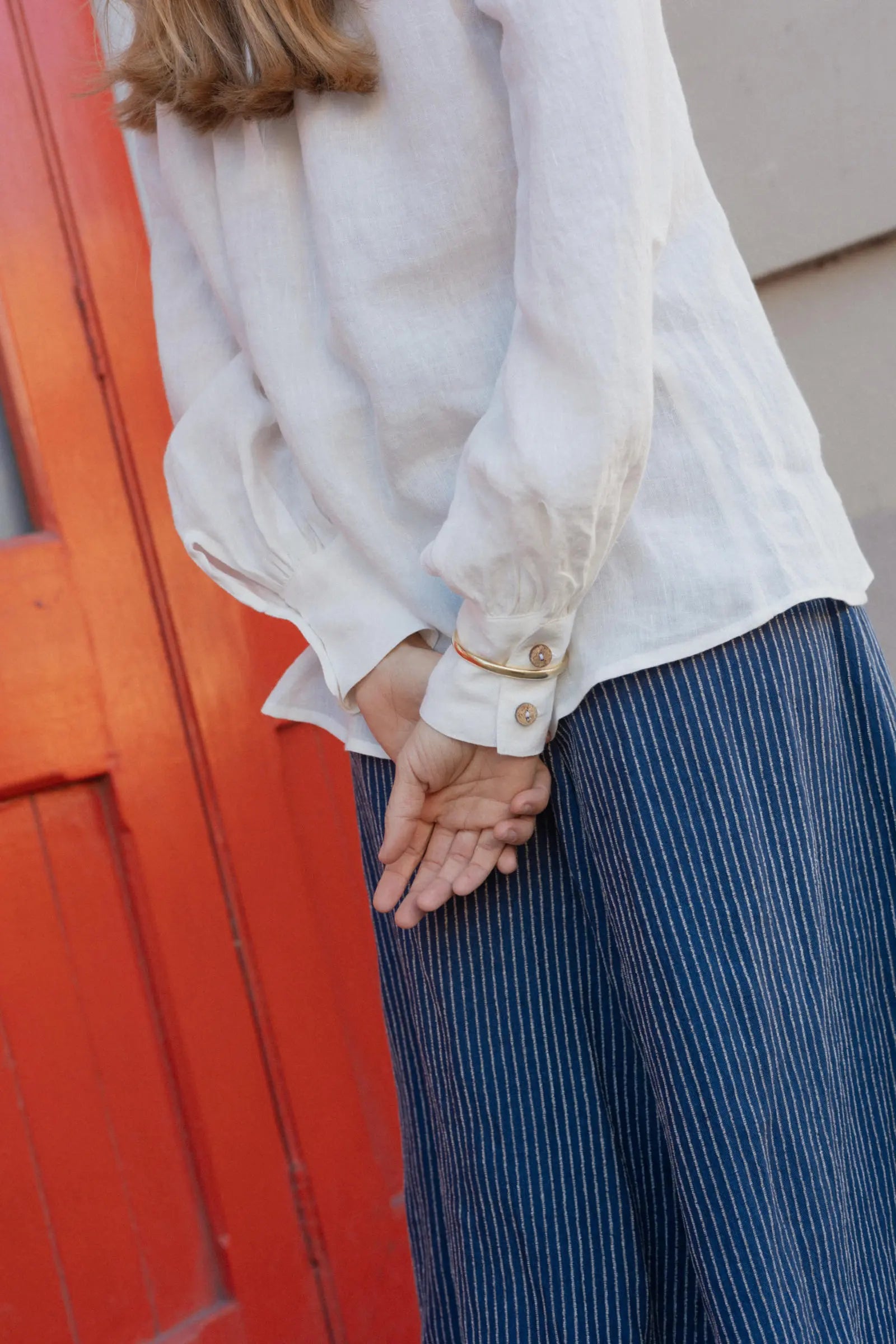 Hi Neck Top With Sleeves | Chalk