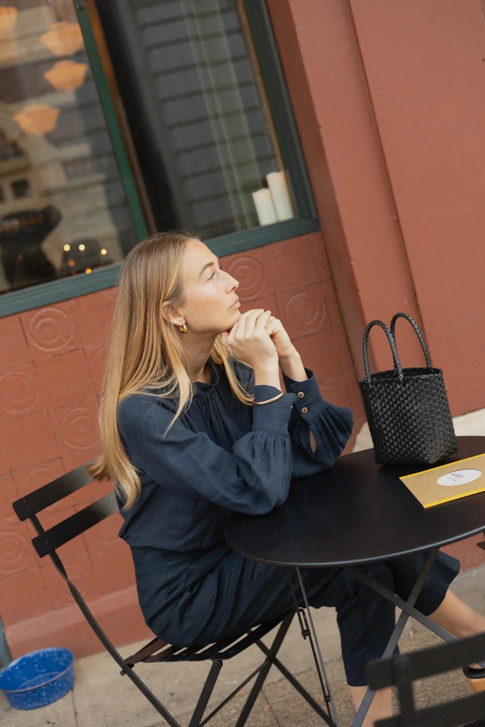 Hi Neck Top With Sleeves | Navy