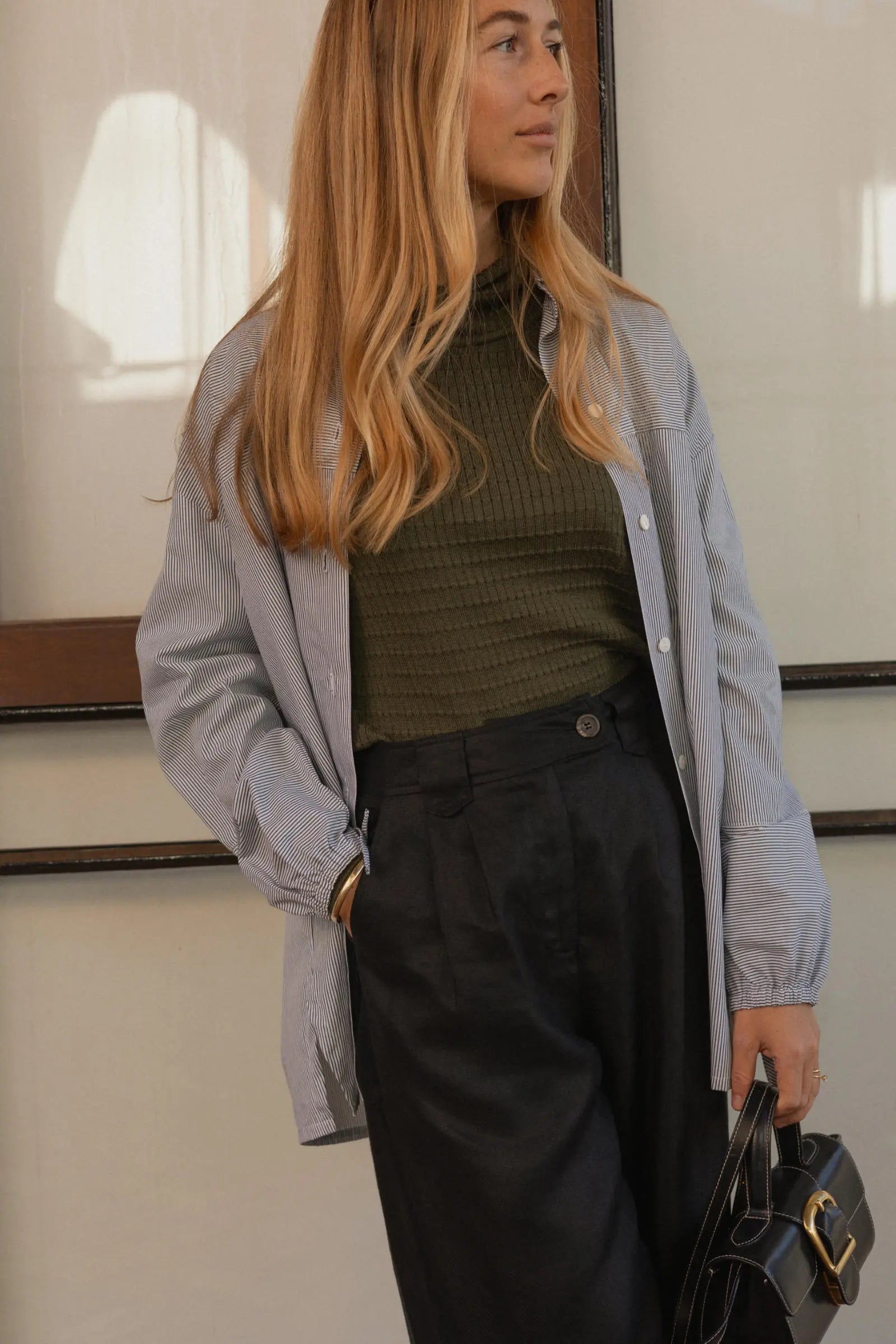 Tie-Sleeve Boyfriend Shirt