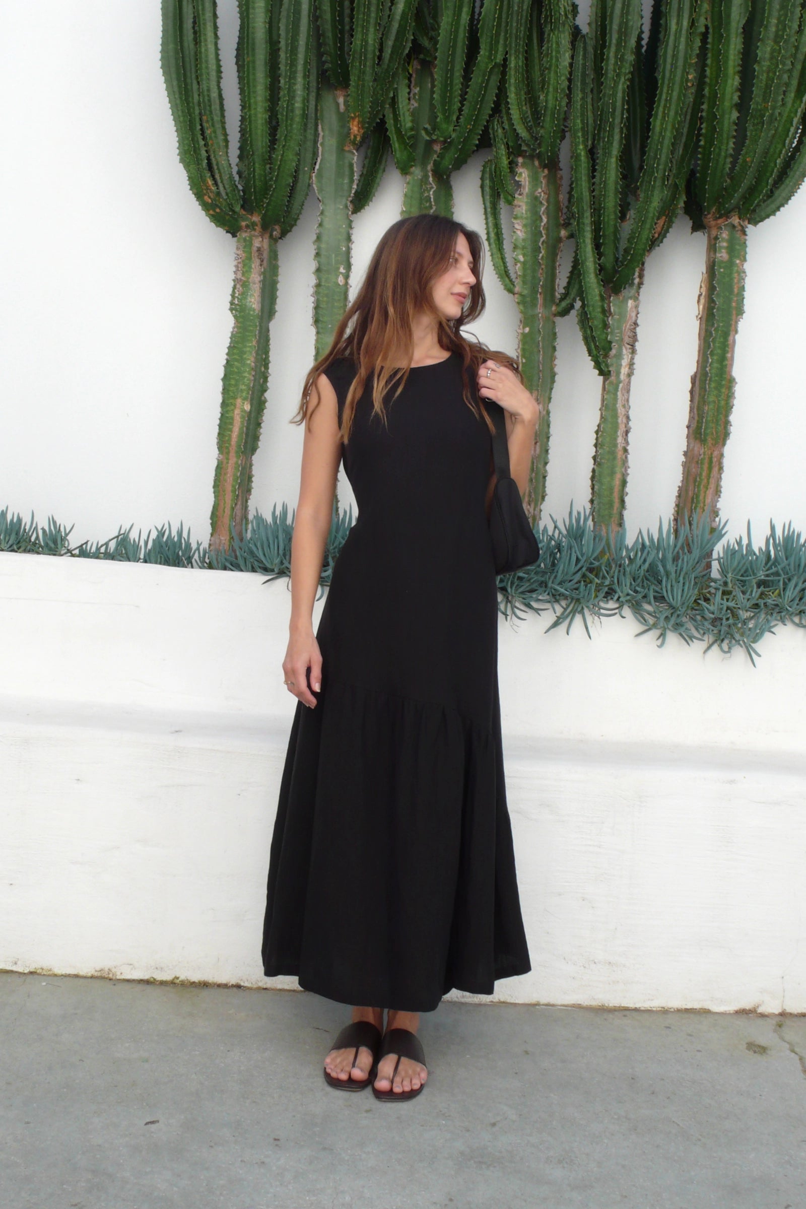 Asymmetric Maxi Dress | Black