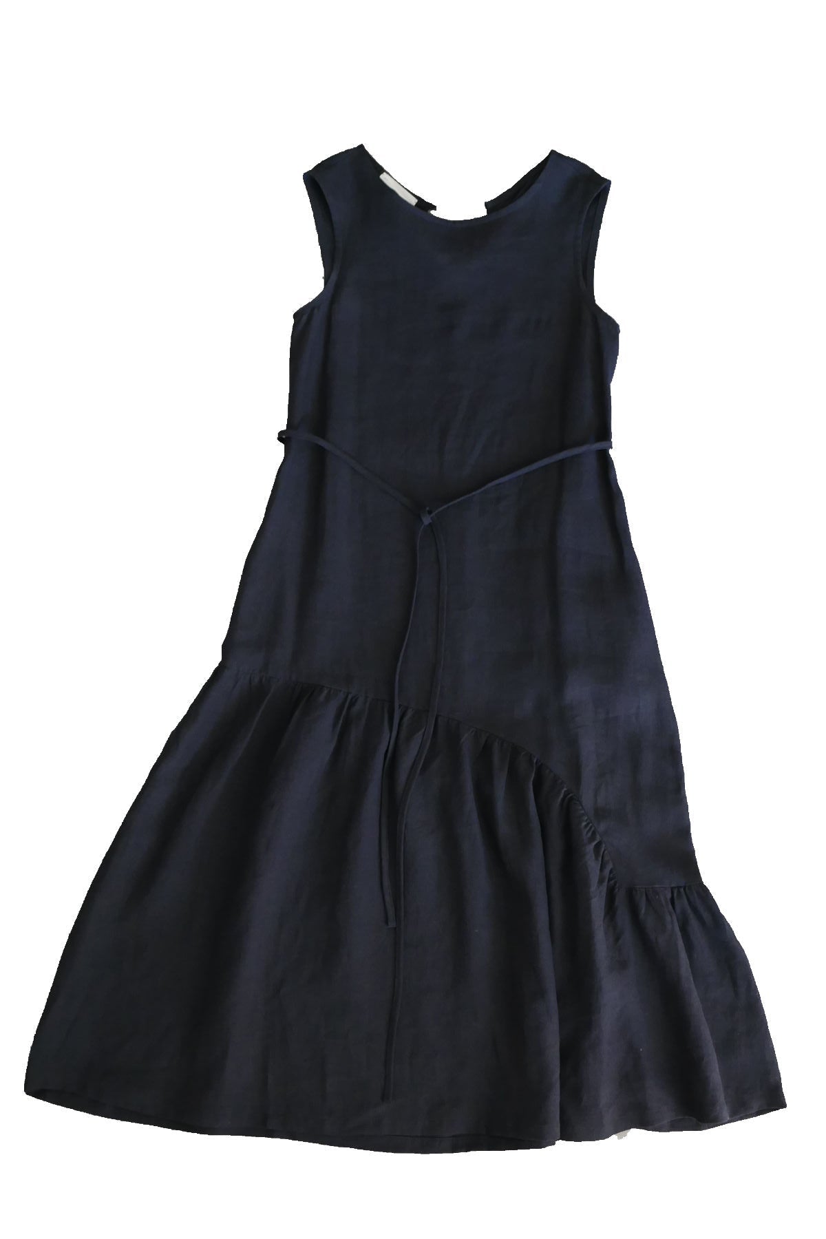 Black dress with a belt on a white background