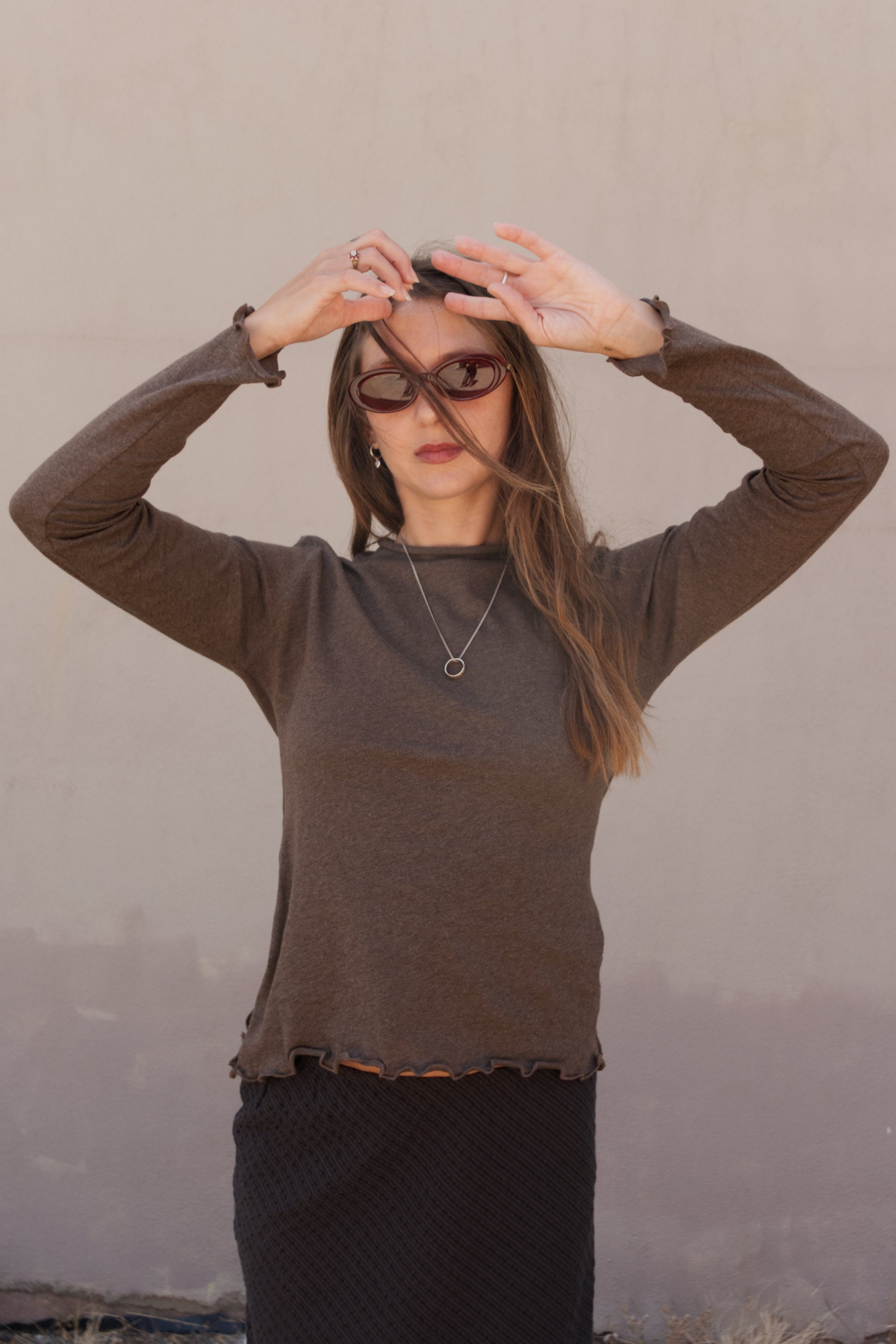 Organic Cotton Long Sleeve Tee | Brown