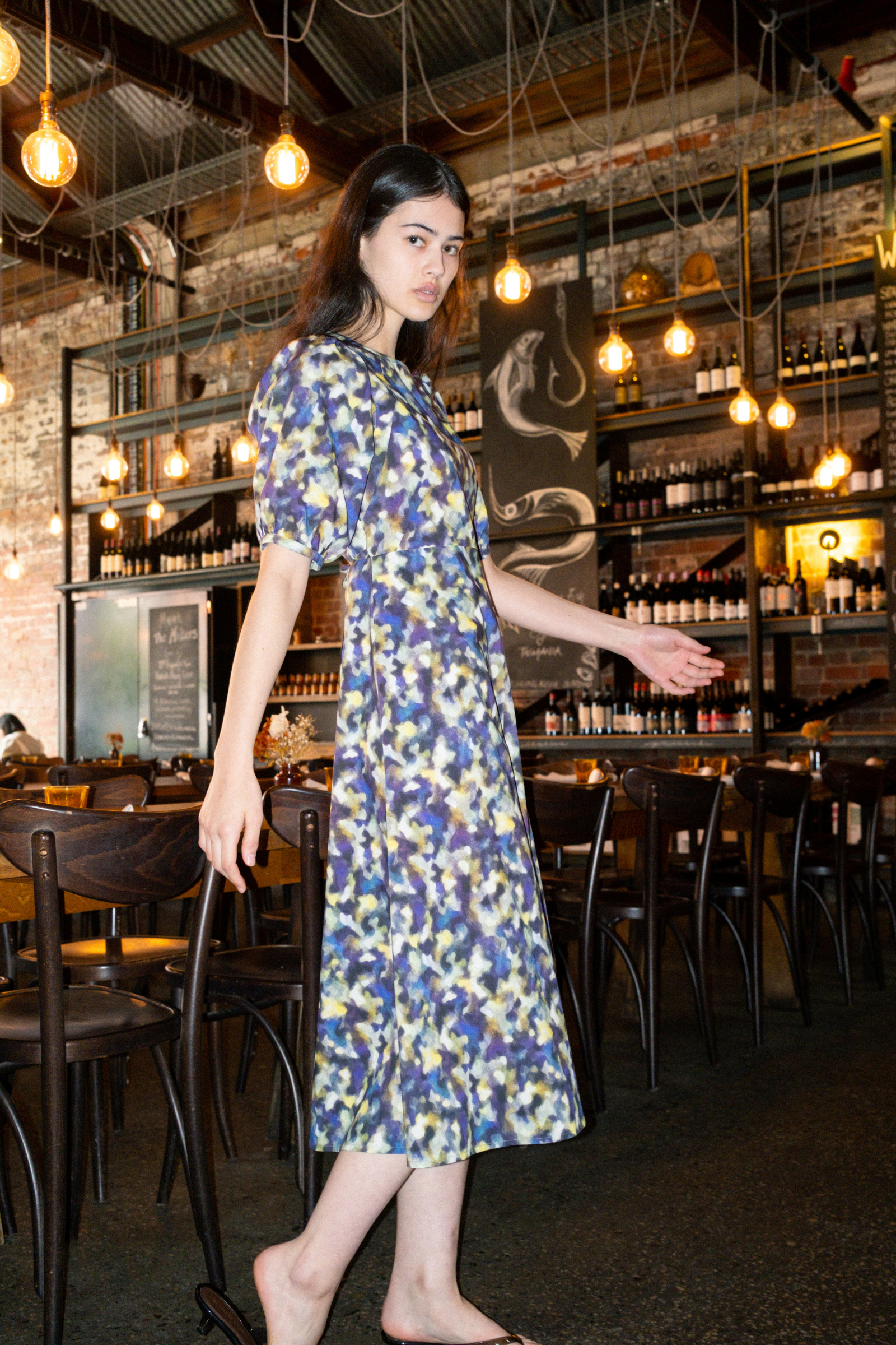 Puff Sleeve A-Line Dress | Purple