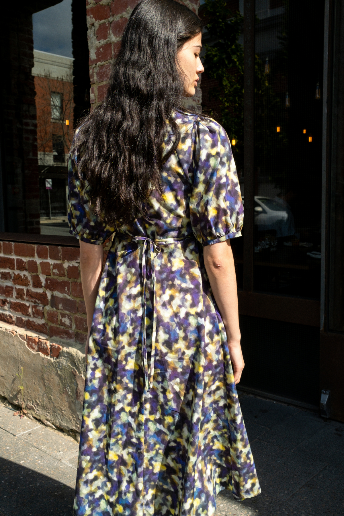 Puff Sleeve A-Line Dress | Purple