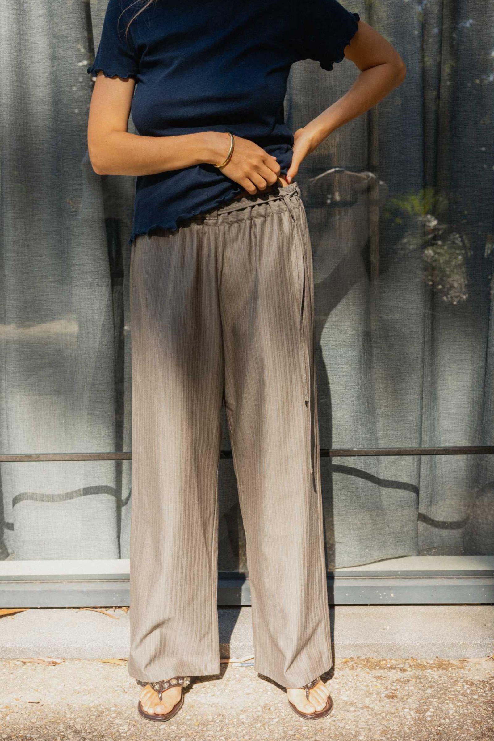 Side Tie Pant | Grey Stripe