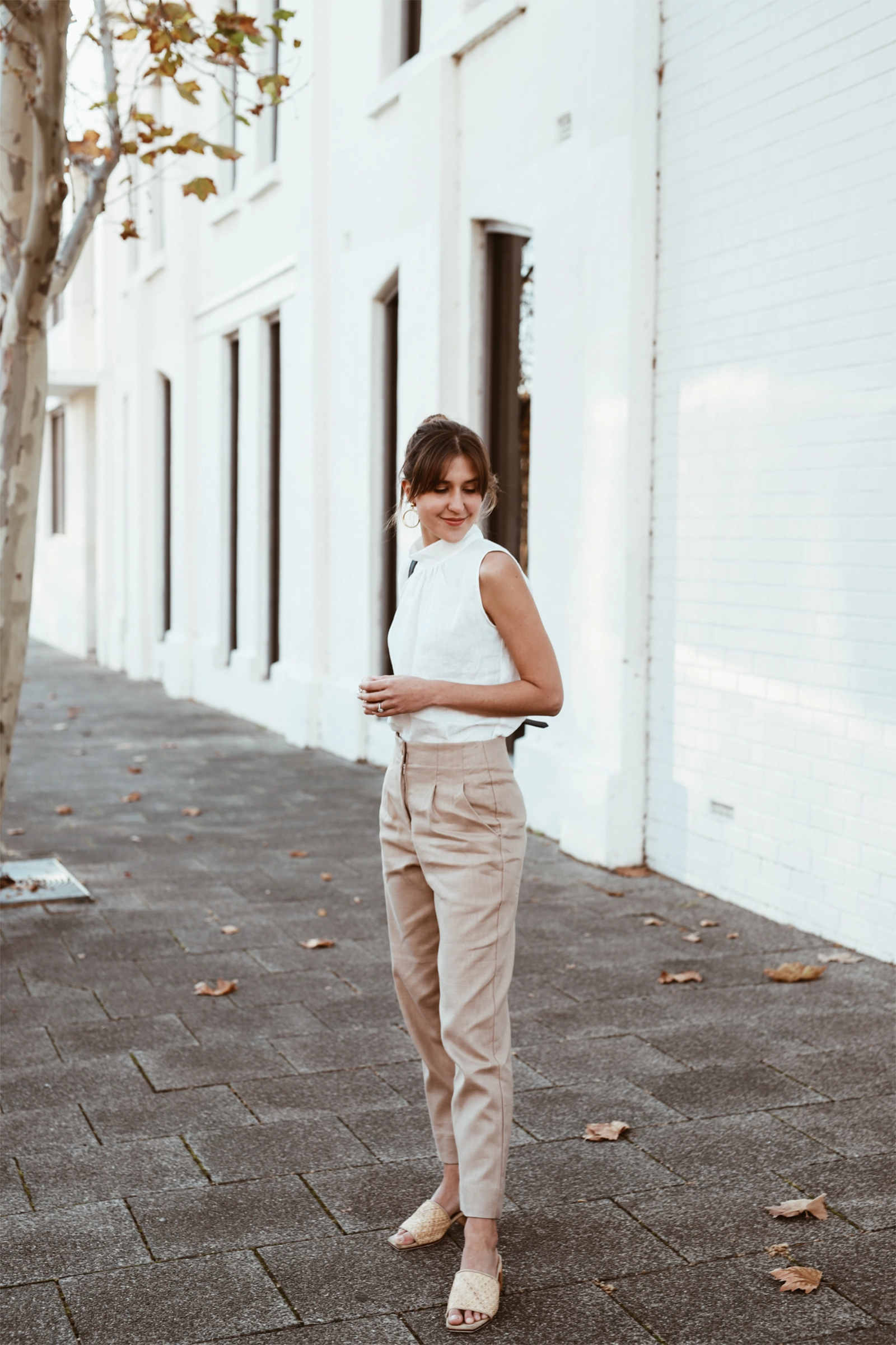 Hi Neck Top | White