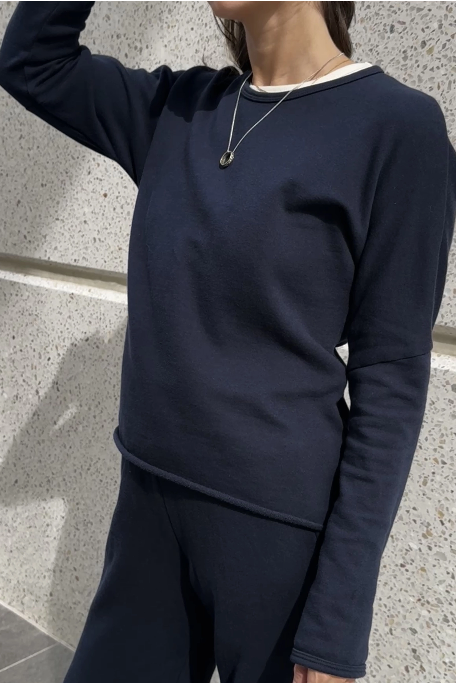 Organic Cotton Fleece Sweatshirt | Navy