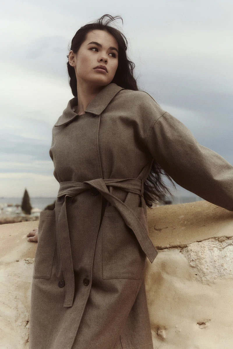 Double breasted midi coat