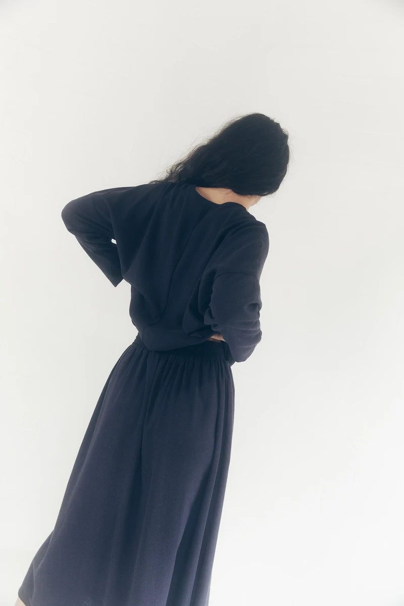 Elastic Waist pull on midi skirt