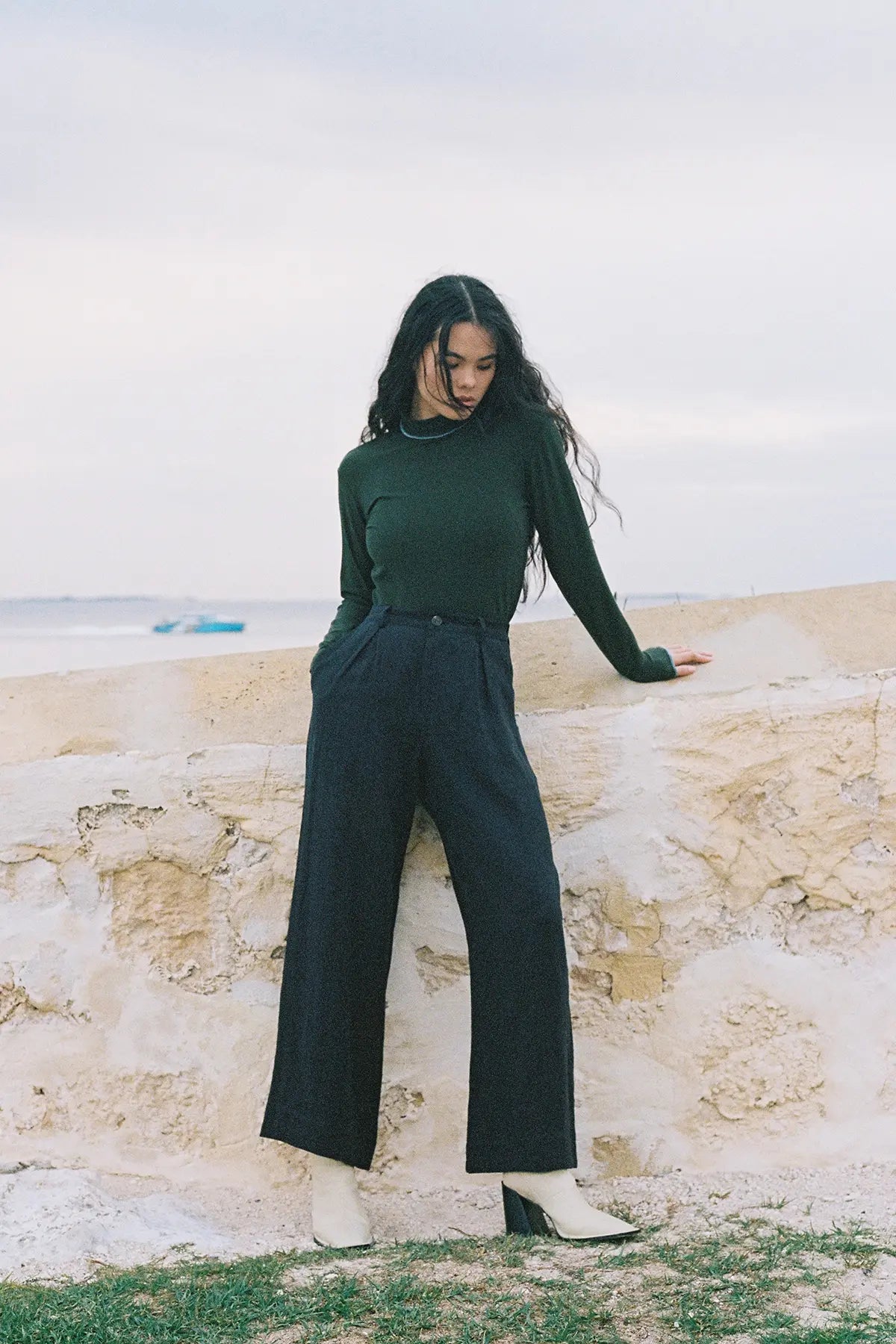 Olive Green Rib Turtleneck