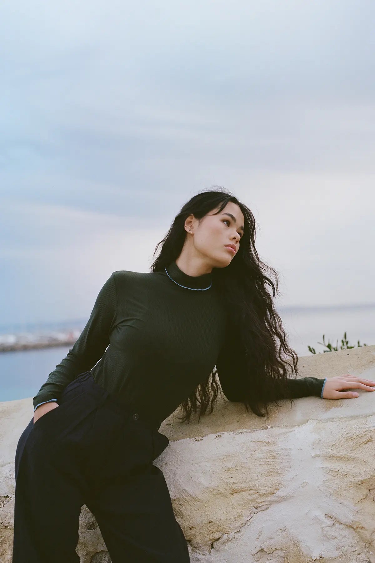 Olive Green Rib Turtleneck