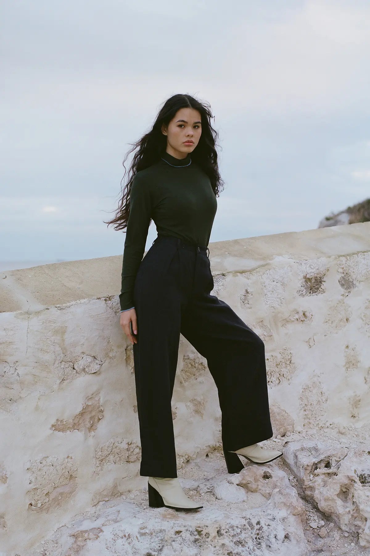 Olive Green Rib Turtleneck