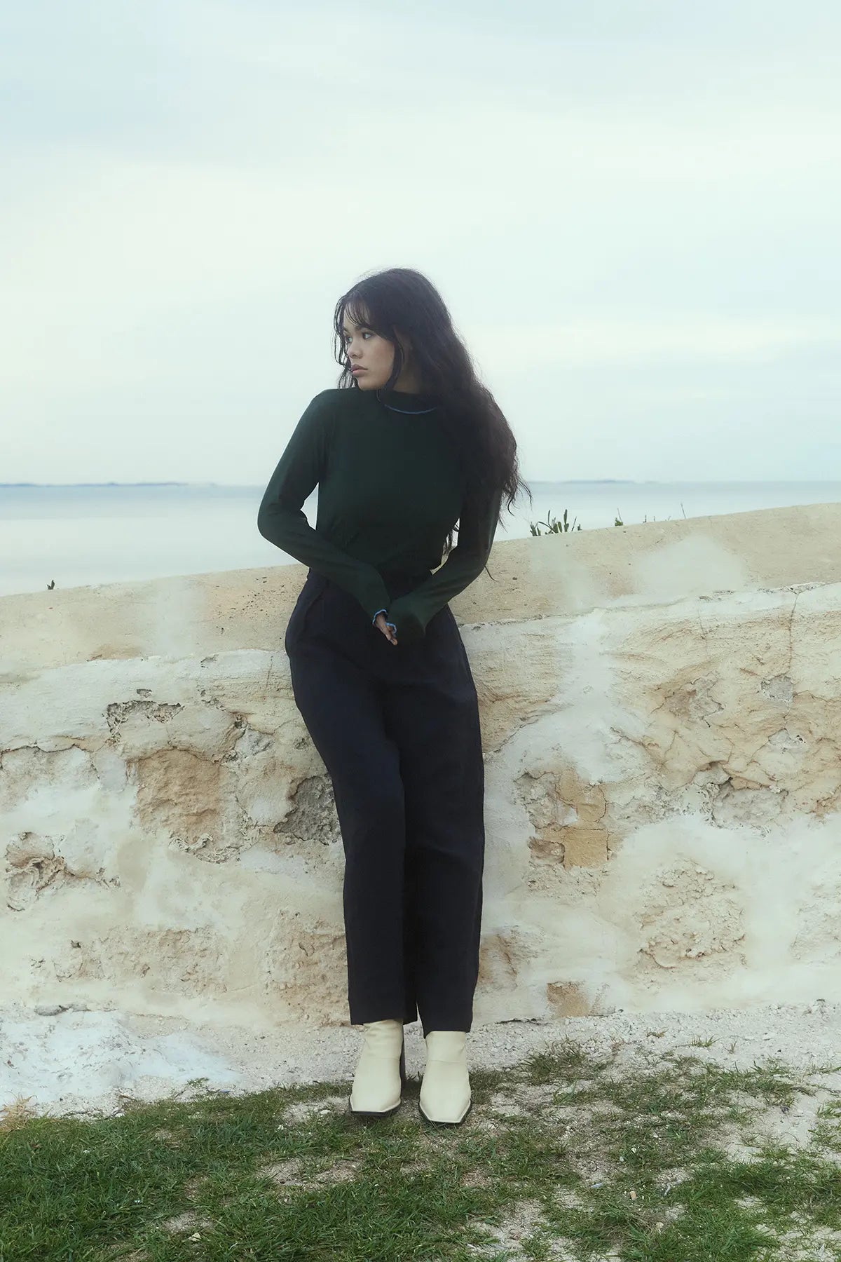 Olive Green Rib Turtleneck