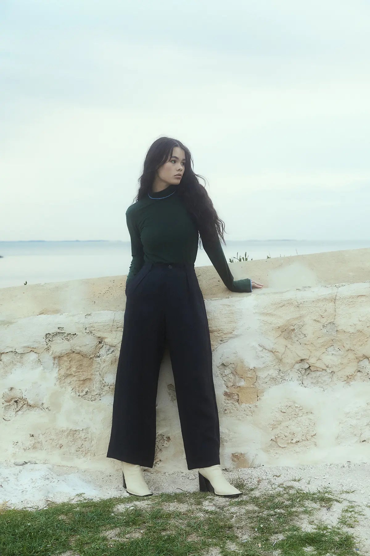 Olive Green Rib Turtleneck