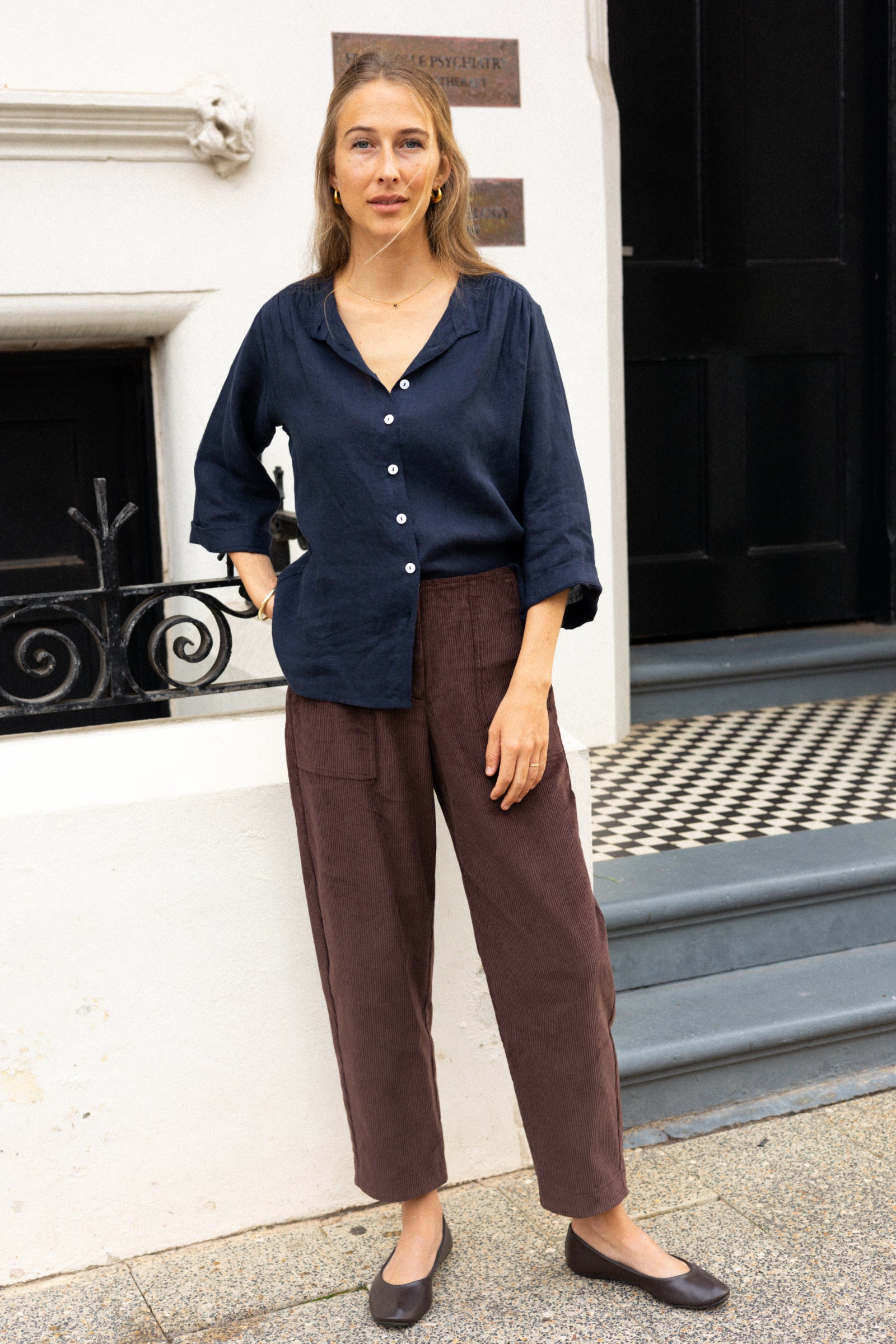 Corduroy Barrel Leg Pant | Chocolate