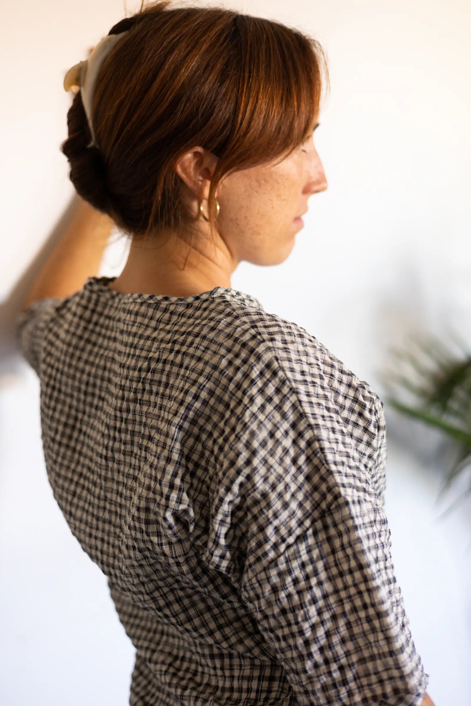 Gather Top with Ties | Black and White Gingham