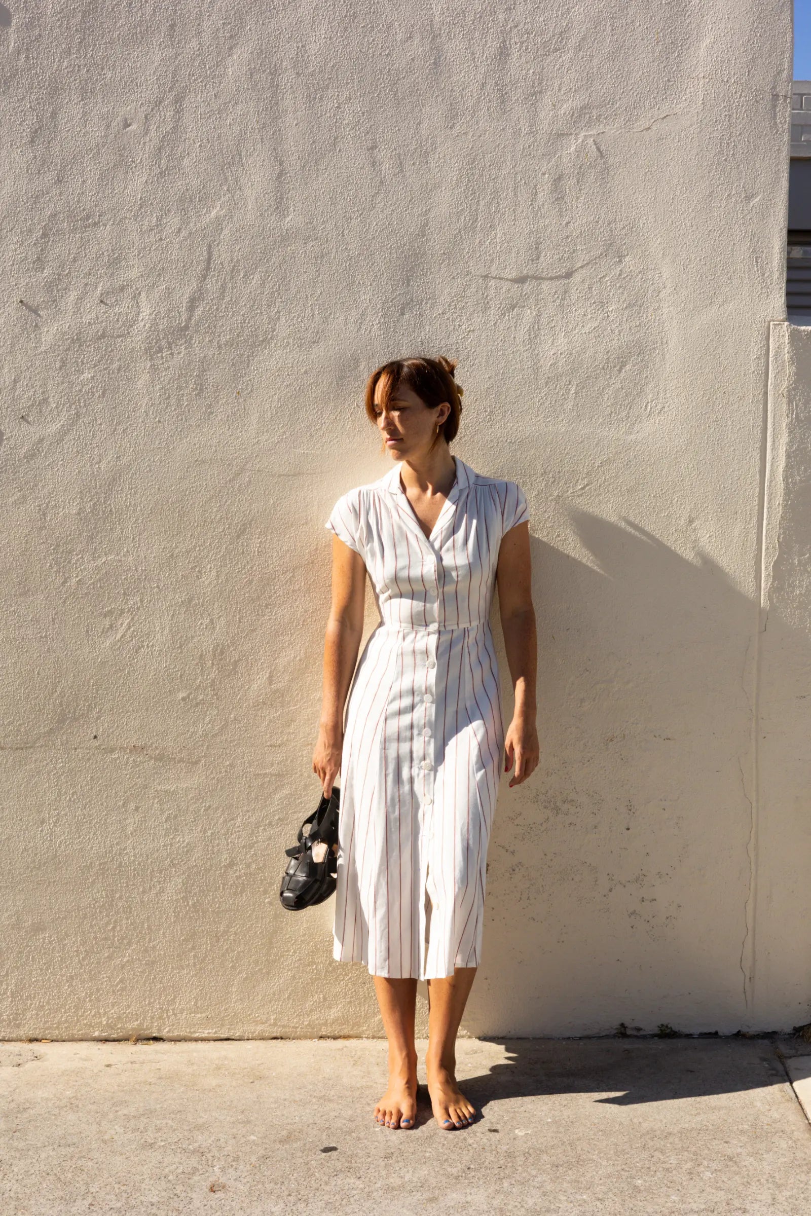 Every Day Dress | White Terracotta Stripe